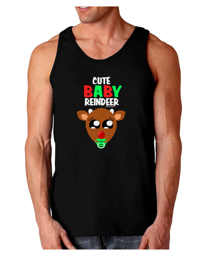 Cute Baby Reindeer Matching Deer Dark Loose Tank Top-Mens Loose Tank Top-TooLoud-Black-Small-Davson Sales