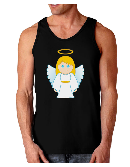 Cute Christmas Angel Girl Dark Loose Tank Top-Mens Loose Tank Top-TooLoud-Black-Small-Davson Sales