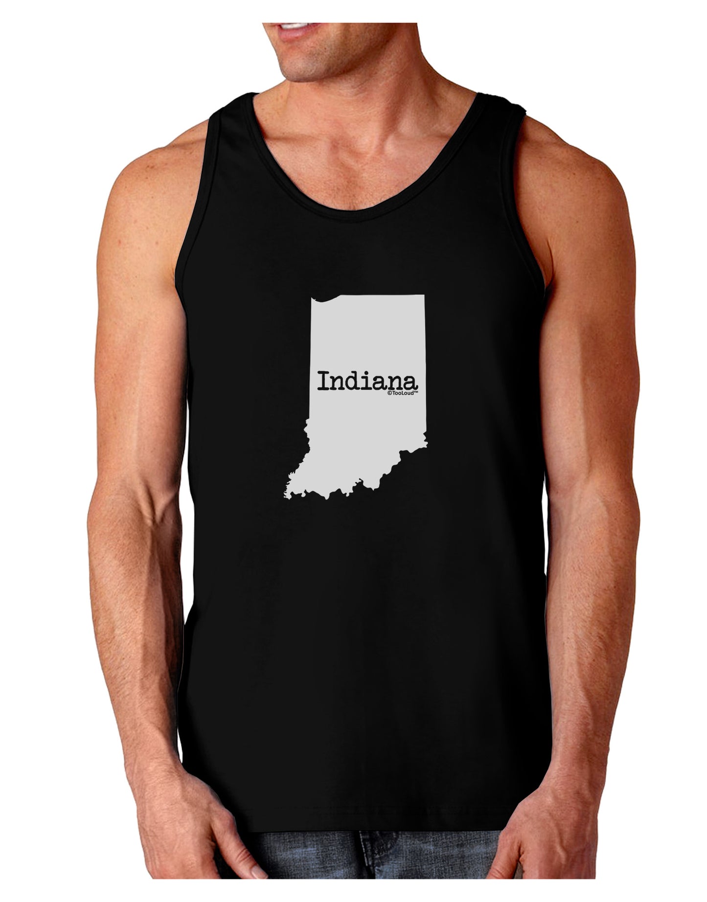 Indiana - United States Shape Dark Loose Tank Top-Mens Loose Tank Top-TooLoud-Black-Small-Davson Sales