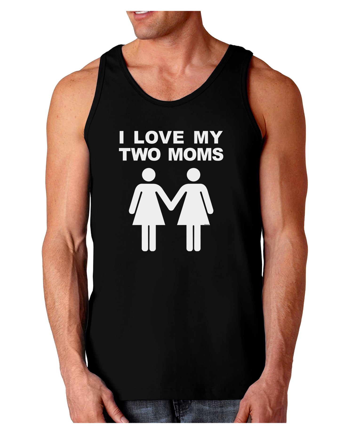 I Love My Two Moms Lesbian Mother Dark Loose Tank Top-Mens Loose Tank Top-TooLoud-Black-Small-Davson Sales