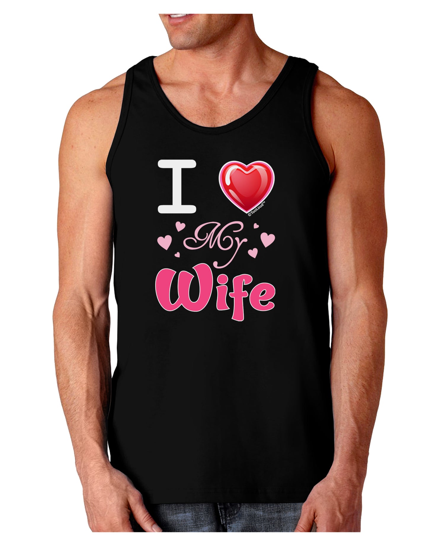 I Love Heart My Wife Dark Loose Tank Top-Mens Loose Tank Top-TooLoud-Black-Small-Davson Sales