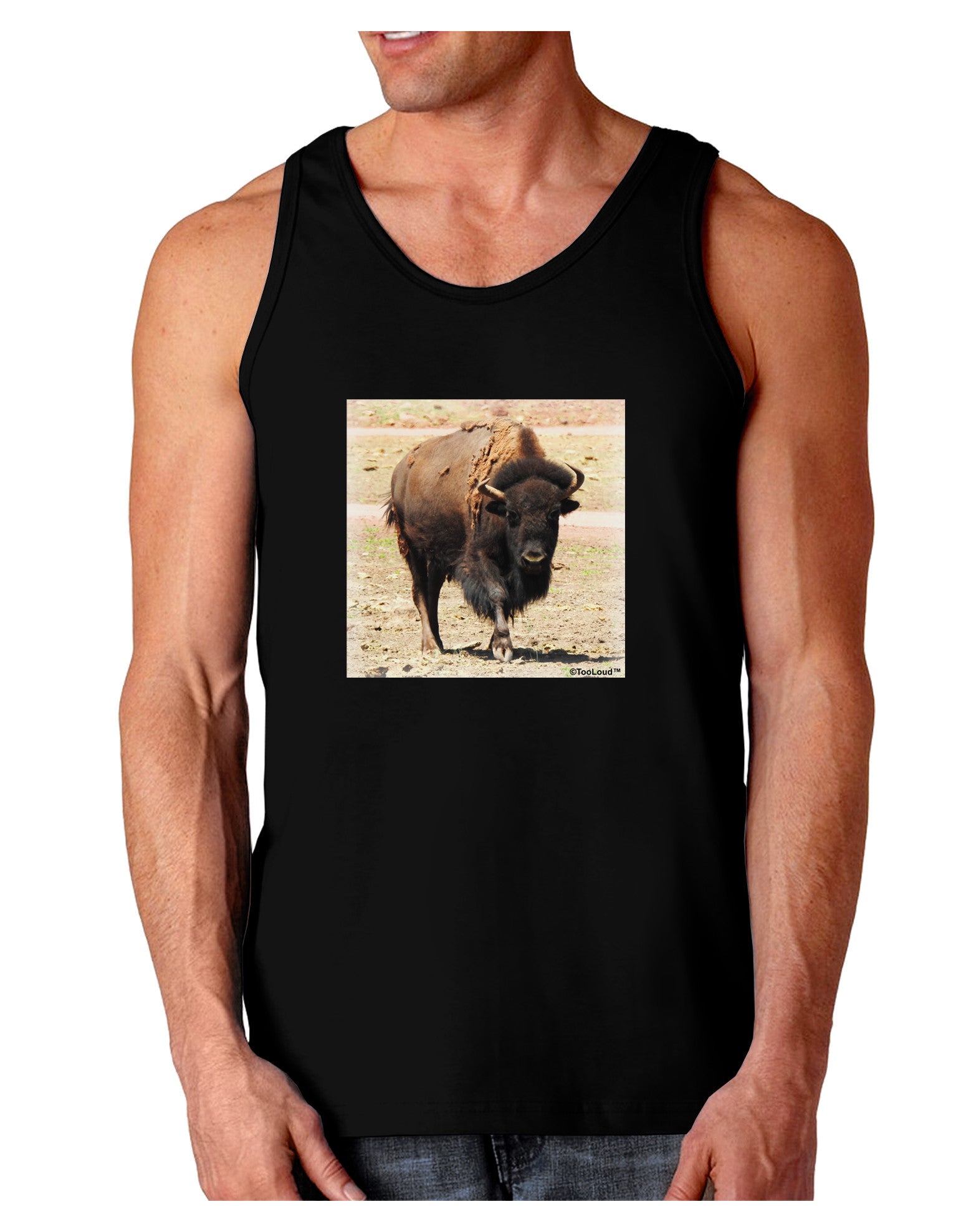 Strong Bison Dark Loose Tank Top-Mens Loose Tank Top-TooLoud-Black-Small-Davson Sales