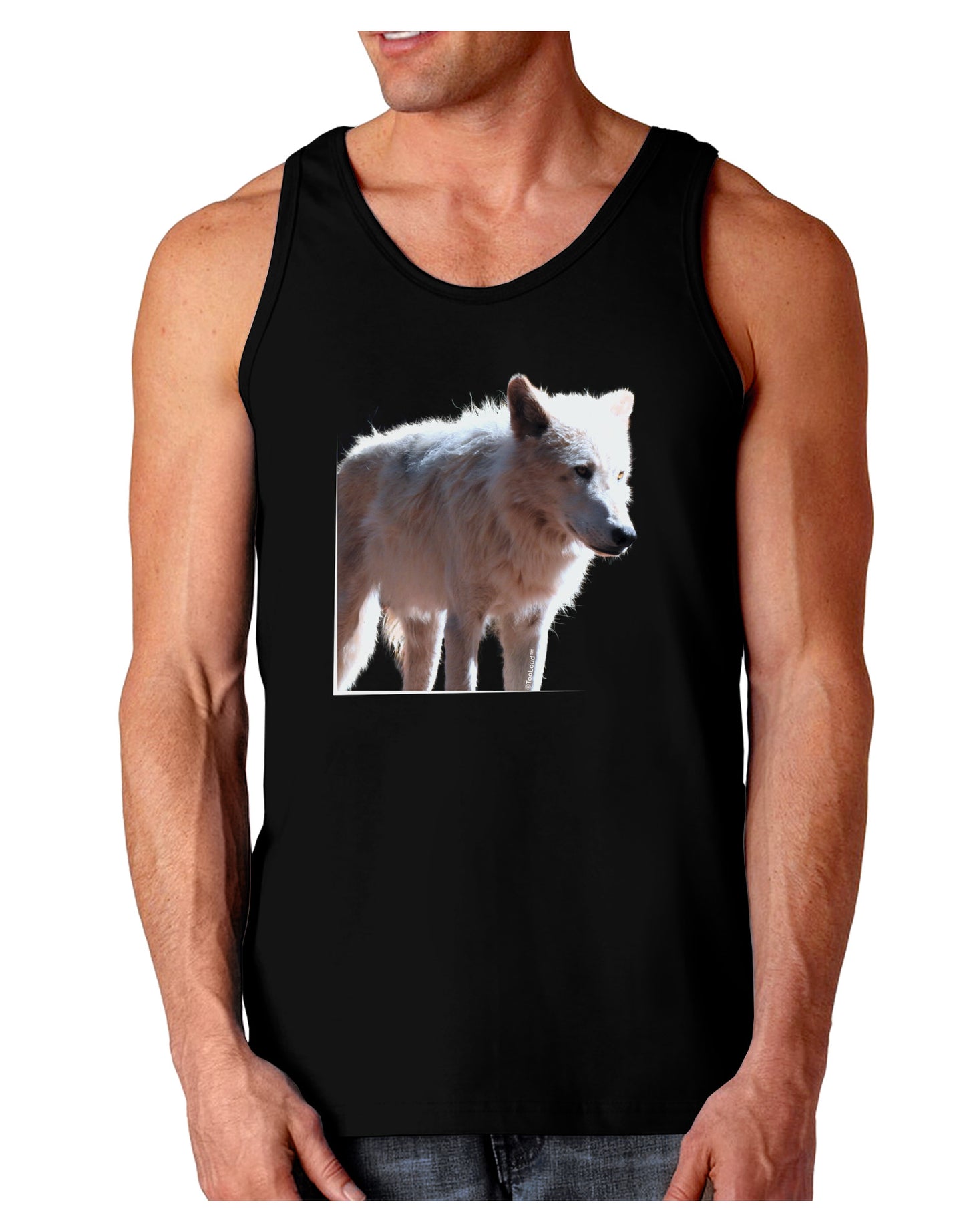 Magnificent Full White Wolf Dark Loose Tank Top-Mens Loose Tank Top-TooLoud-Black-Small-Davson Sales