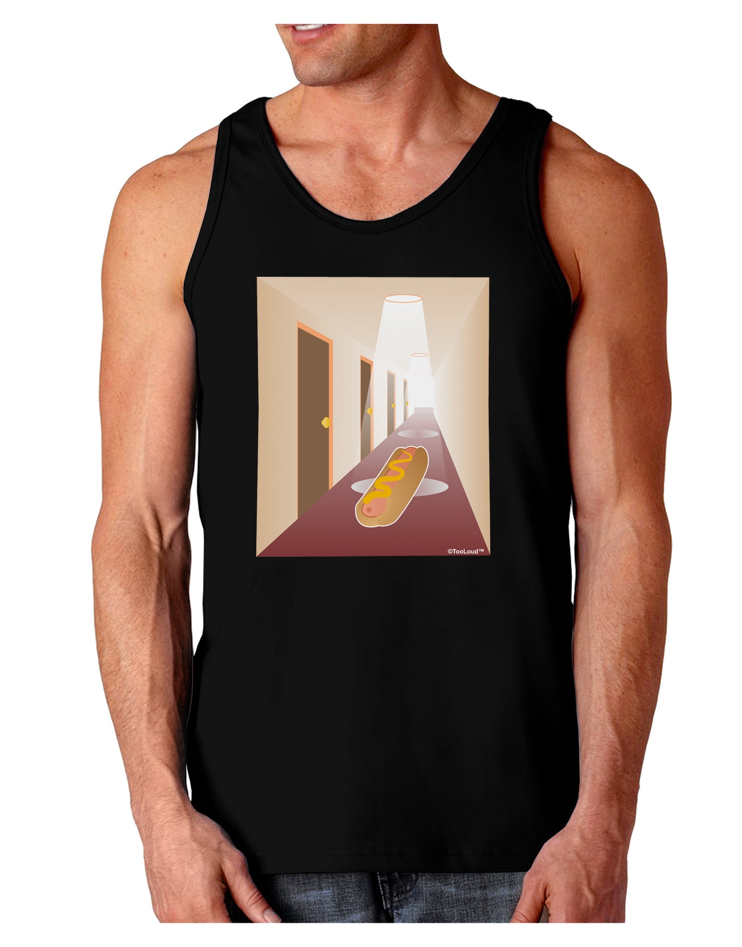 Hotdog in a Hallway Dark Loose Tank Top-Mens Loose Tank Top-TooLoud-Black-Small-Davson Sales