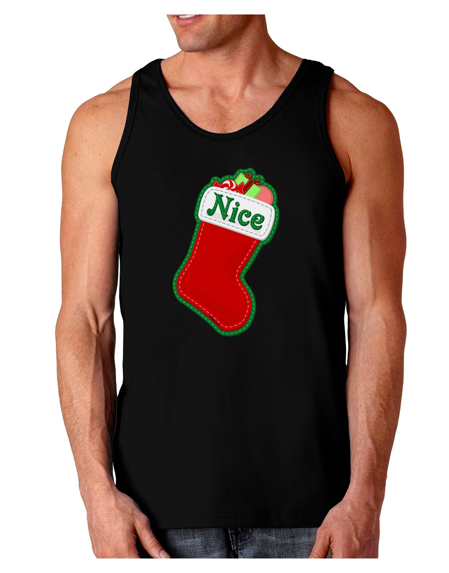 Nice Stocking Cute Christmas Dark Loose Tank Top-Mens Loose Tank Top-TooLoud-Black-Small-Davson Sales