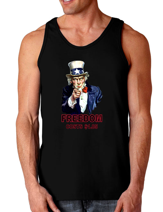 Uncle Sam Freedom Costs a Buck O Five Dark Loose Tank Top-Mens Loose Tank Top-TooLoud-Black-Small-Davson Sales