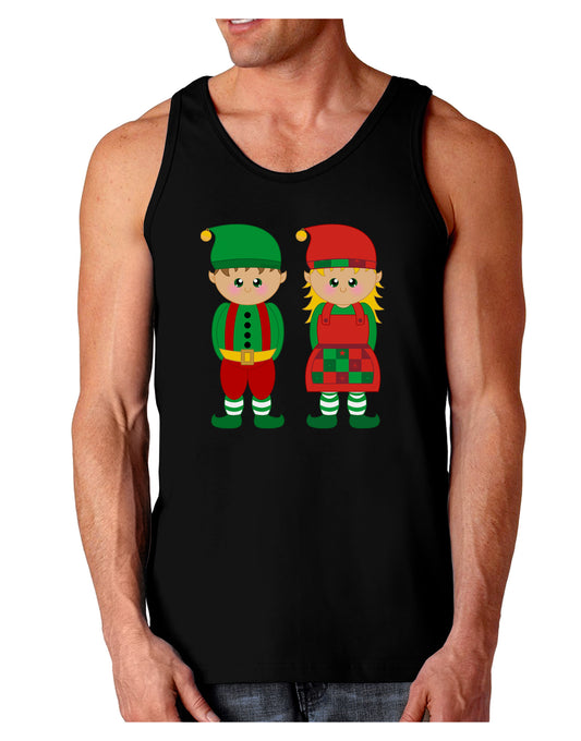 Cute Elf Couple Christmas Dark Loose Tank Top-Mens Loose Tank Top-TooLoud-Black-Small-Davson Sales