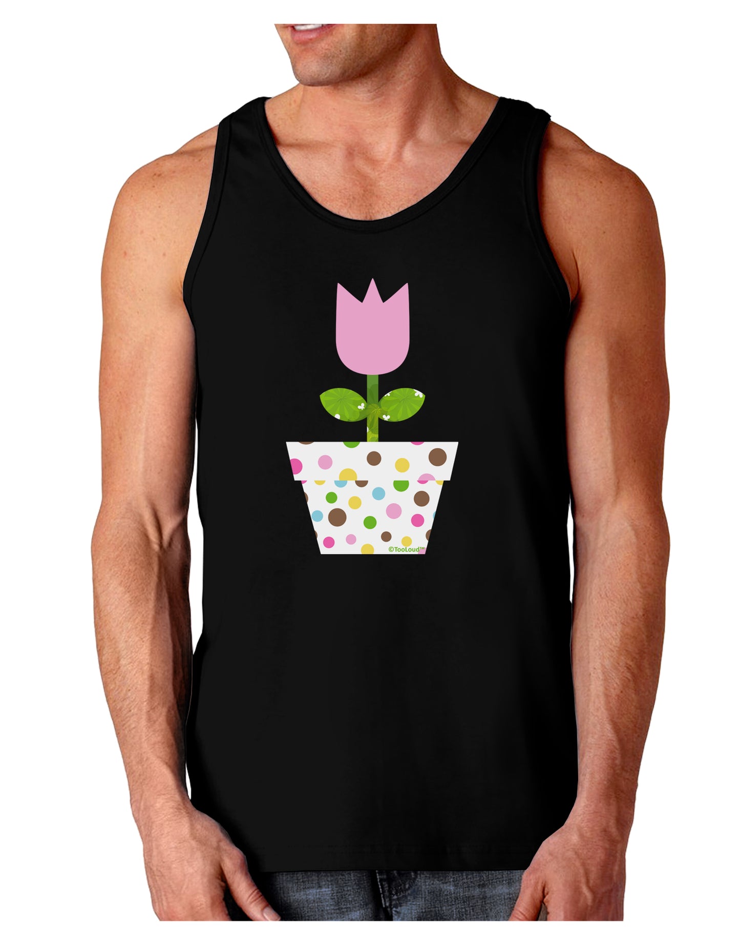 Easter Tulip Design - Pink Dark Loose Tank Top by TooLoud-Mens Loose Tank Top-TooLoud-Black-Small-Davson Sales