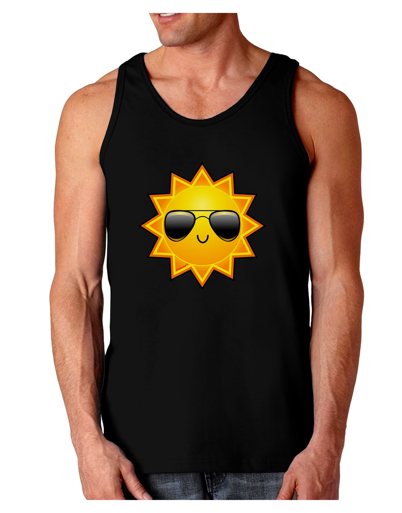 Sun With Sunglasses Dark Dark Loose Tank Top-Mens Loose Tank Top-TooLoud-Black-Small-Davson Sales