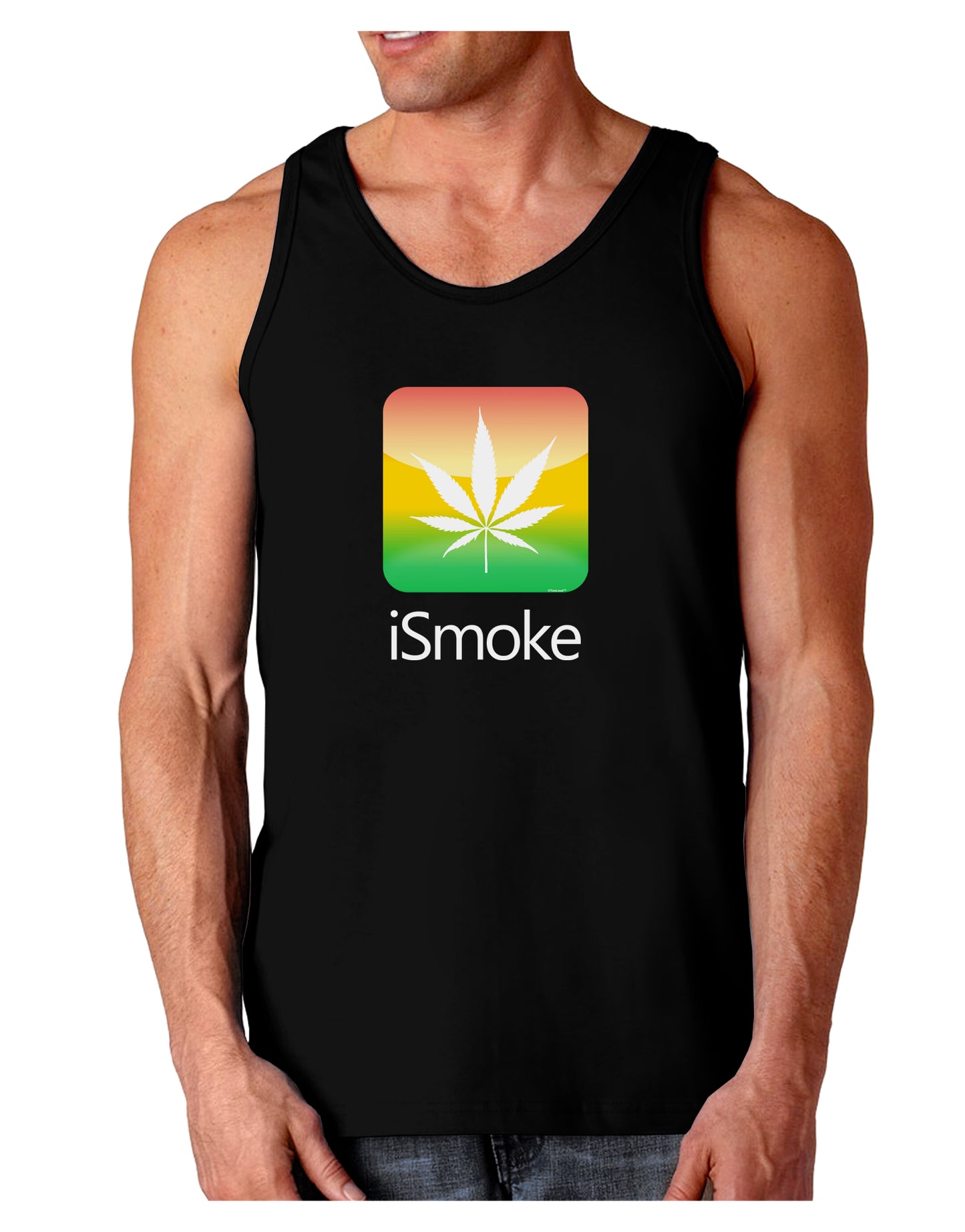 iSmoke Logo - Marijuana Leaf Dark Loose Tank Top-Mens Loose Tank Top-TooLoud-Black-Small-Davson Sales