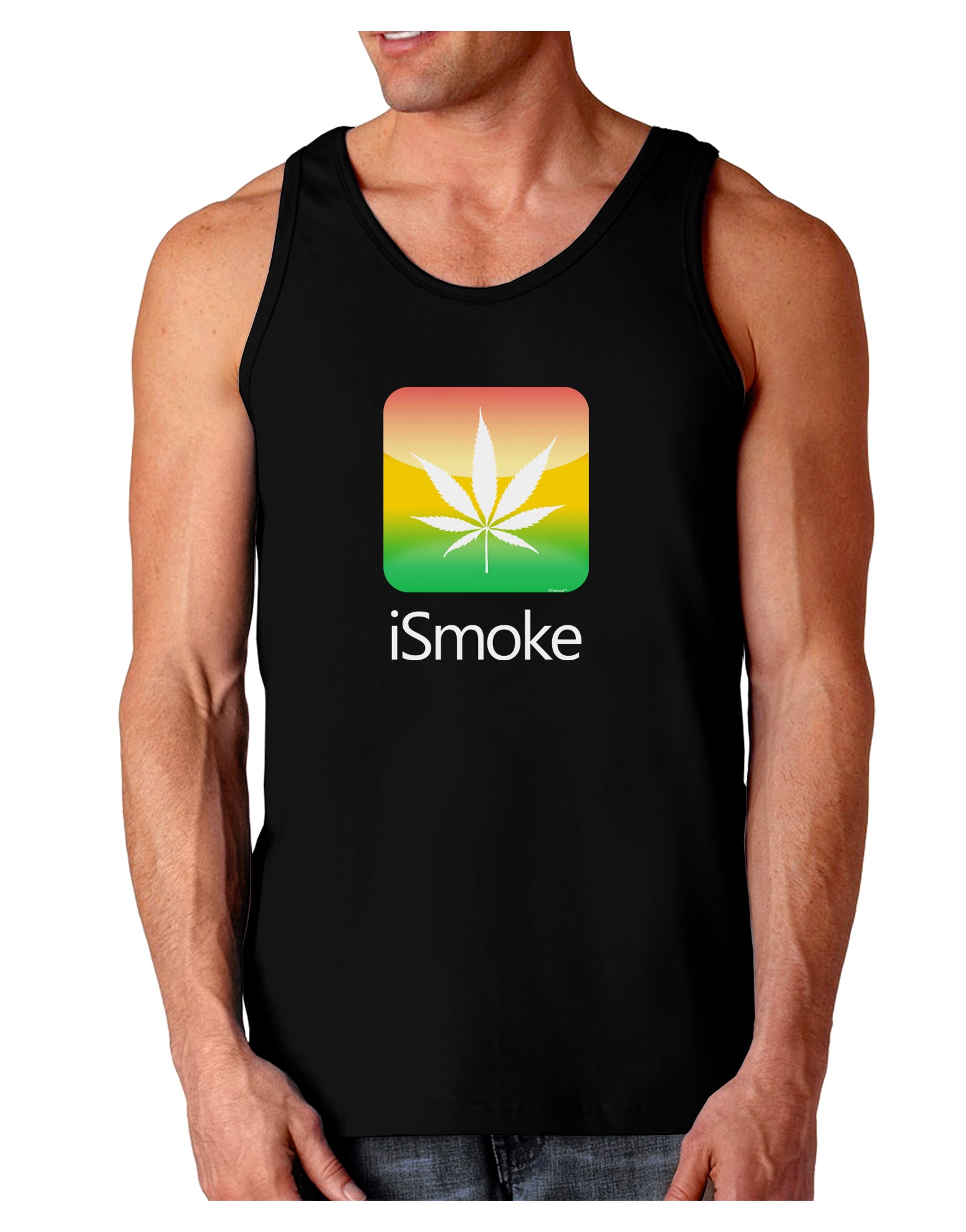 iSmoke Logo - Marijuana Leaf Dark Loose Tank Top-Mens Loose Tank Top-TooLoud-Black-Small-Davson Sales