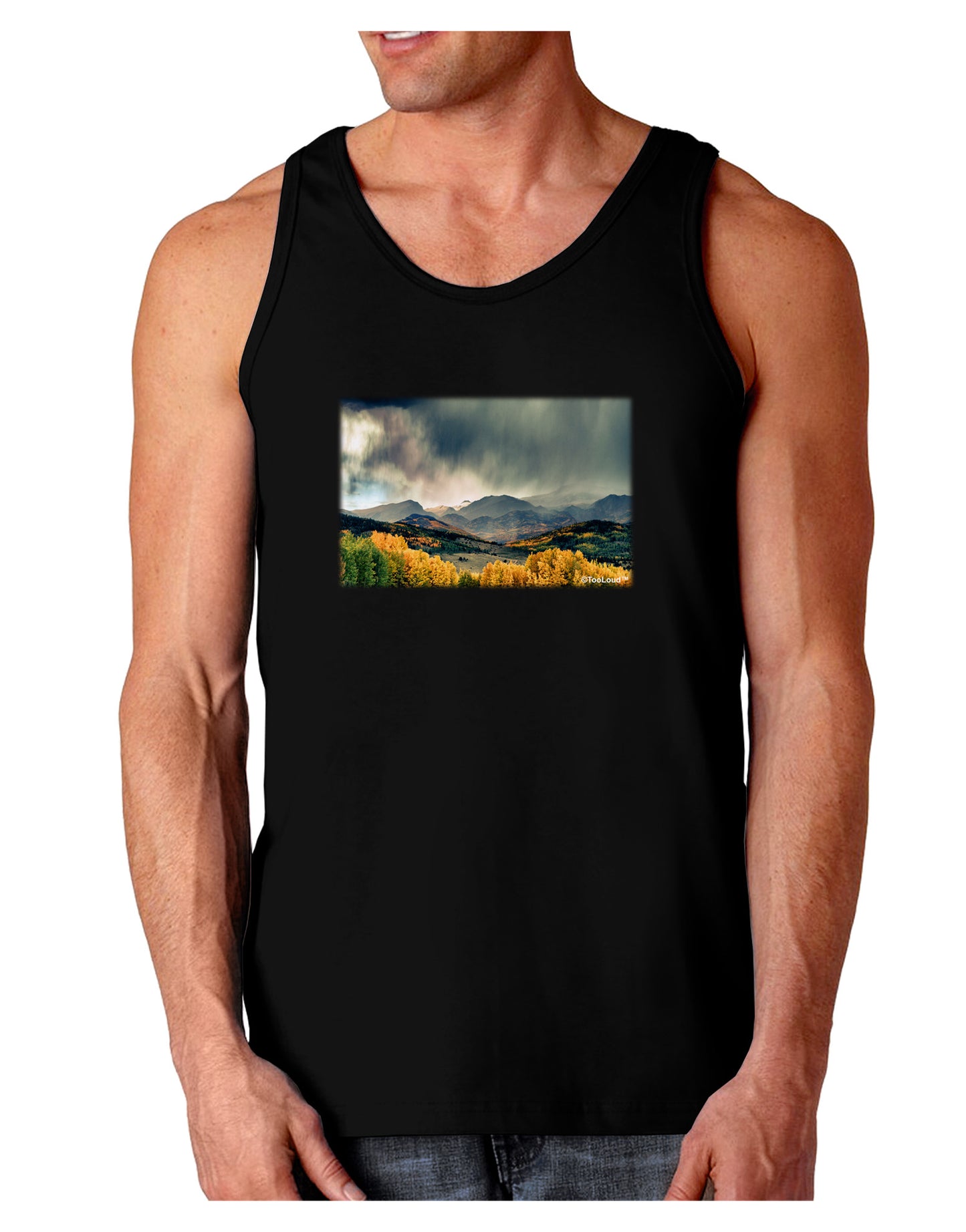 Colorado Mountain Scene Photo Dark Loose Tank Top-Mens Loose Tank Top-TooLoud-Black-Small-Davson Sales