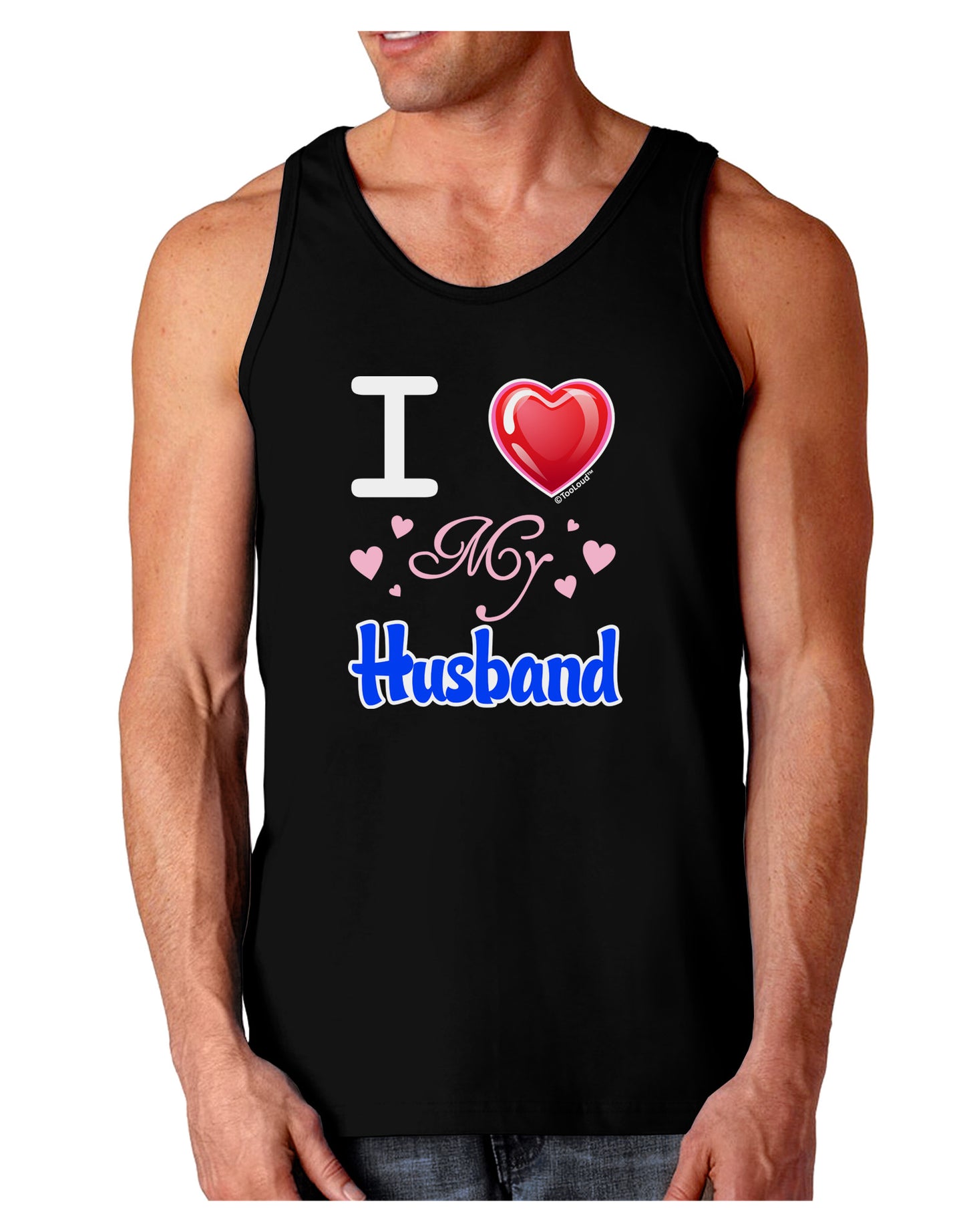 I Love Heart My Husband Dark Loose Tank Top-Mens Loose Tank Top-TooLoud-Black-Small-Davson Sales