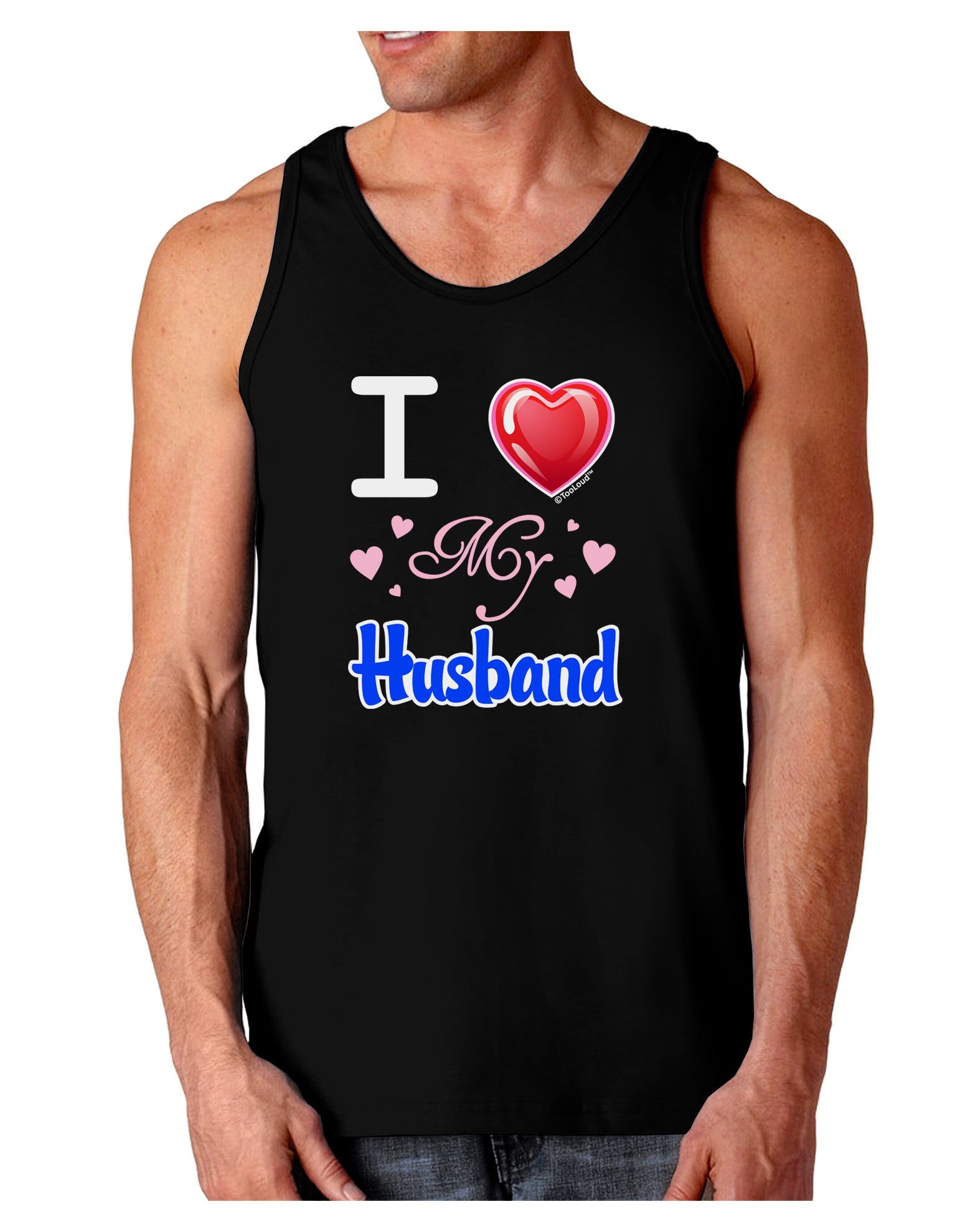 I Love Heart My Husband Dark Loose Tank Top-Mens Loose Tank Top-TooLoud-Black-Small-Davson Sales