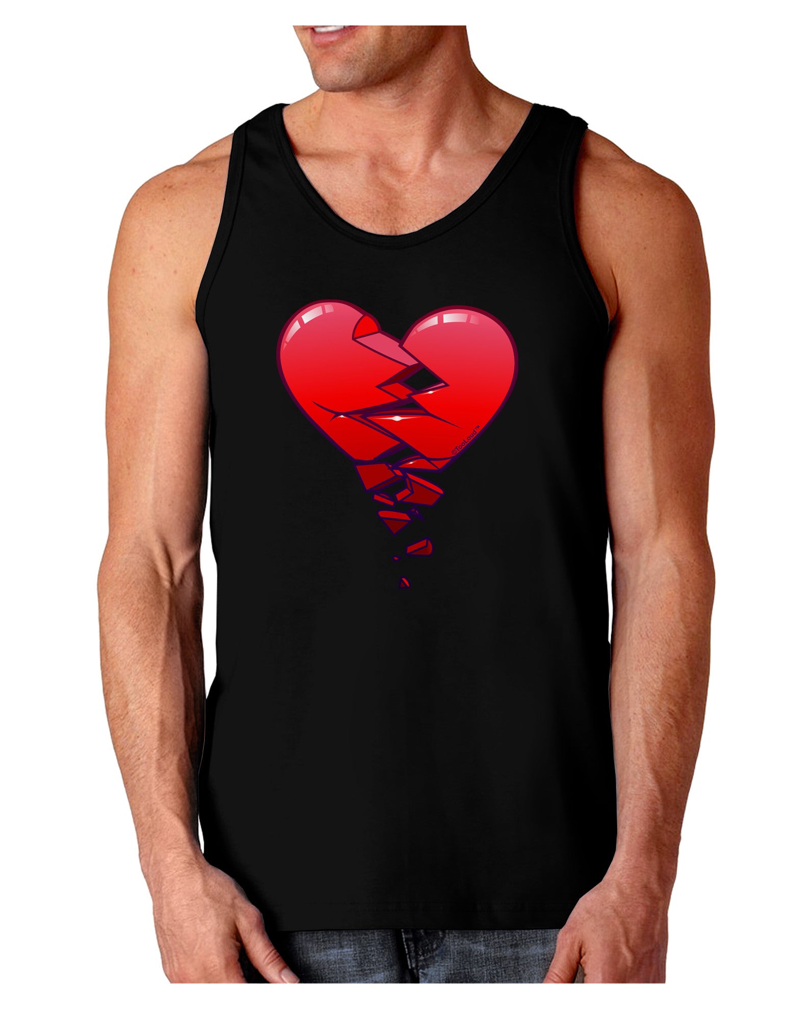 Crumbling Broken Heart Dark Loose Tank Top by-Mens Loose Tank Top-TooLoud-Black-Small-Davson Sales