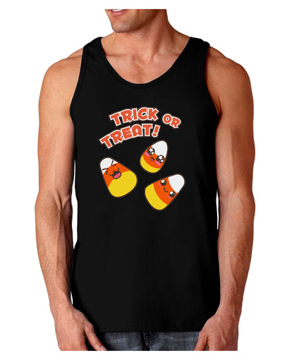 TooLoud Trick or Treat Cute Candy Corn Halloween Dark Loose Tank Top-Mens Loose Tank Top-TooLoud-Black-Small-Davson Sales