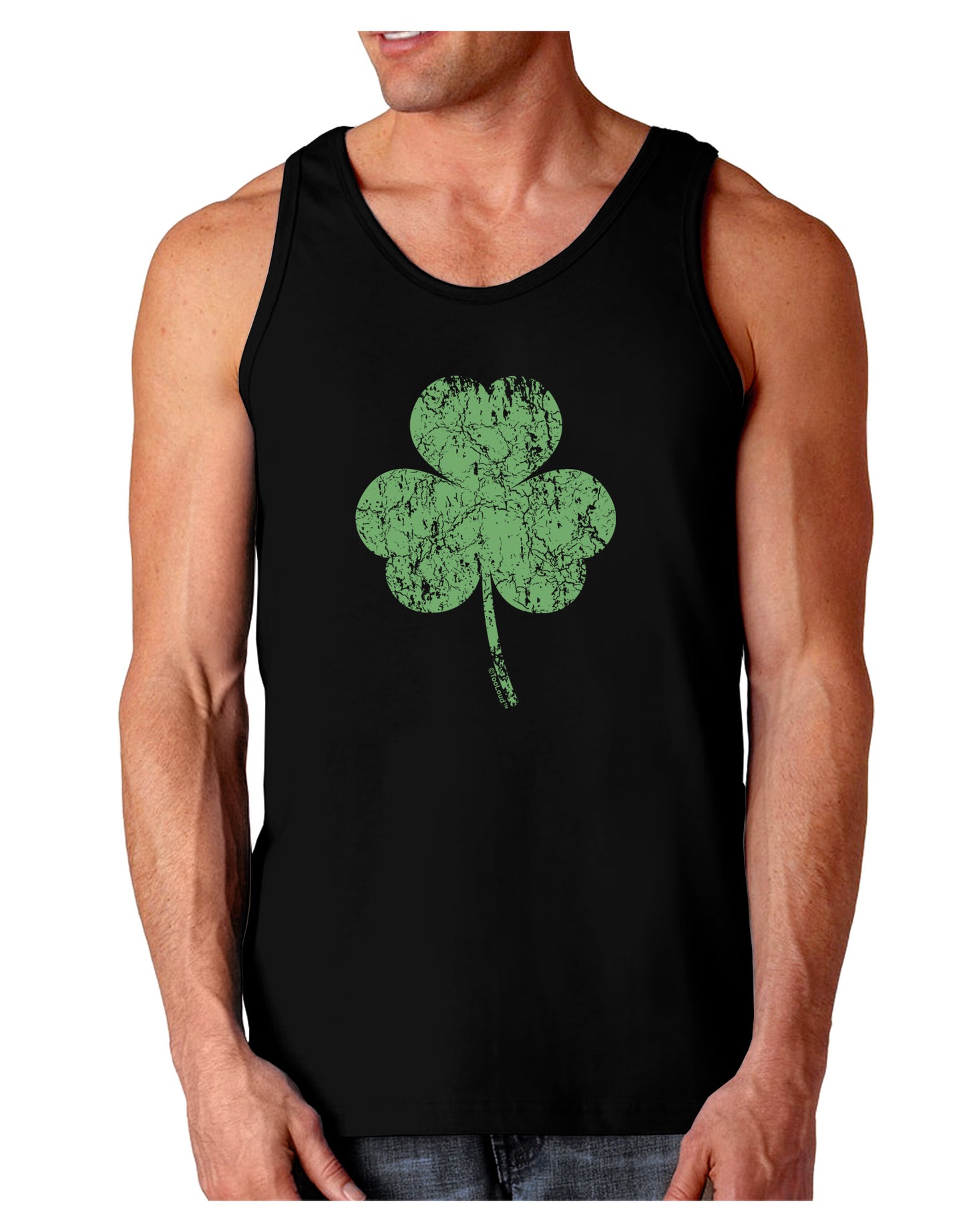 Distressed Traditional Irish Shamrock Dark Loose Tank Top-Mens Loose Tank Top-TooLoud-Black-Small-Davson Sales