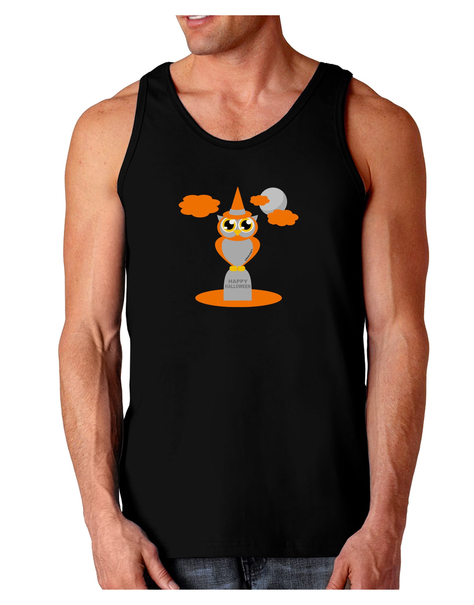 Owl Orange Dark Loose Tank Top-Mens Loose Tank Top-TooLoud-Black-Small-Davson Sales
