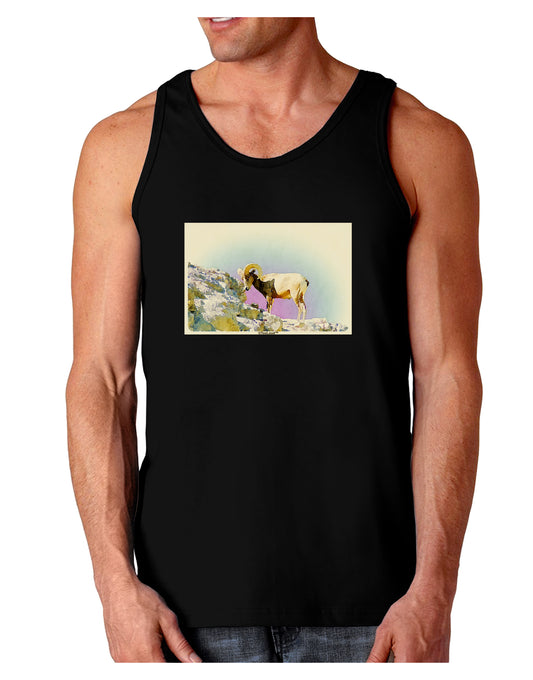 Bighorn Ram Watercolor Dark Loose Tank Top-Mens Loose Tank Top-TooLoud-Black-Small-Davson Sales