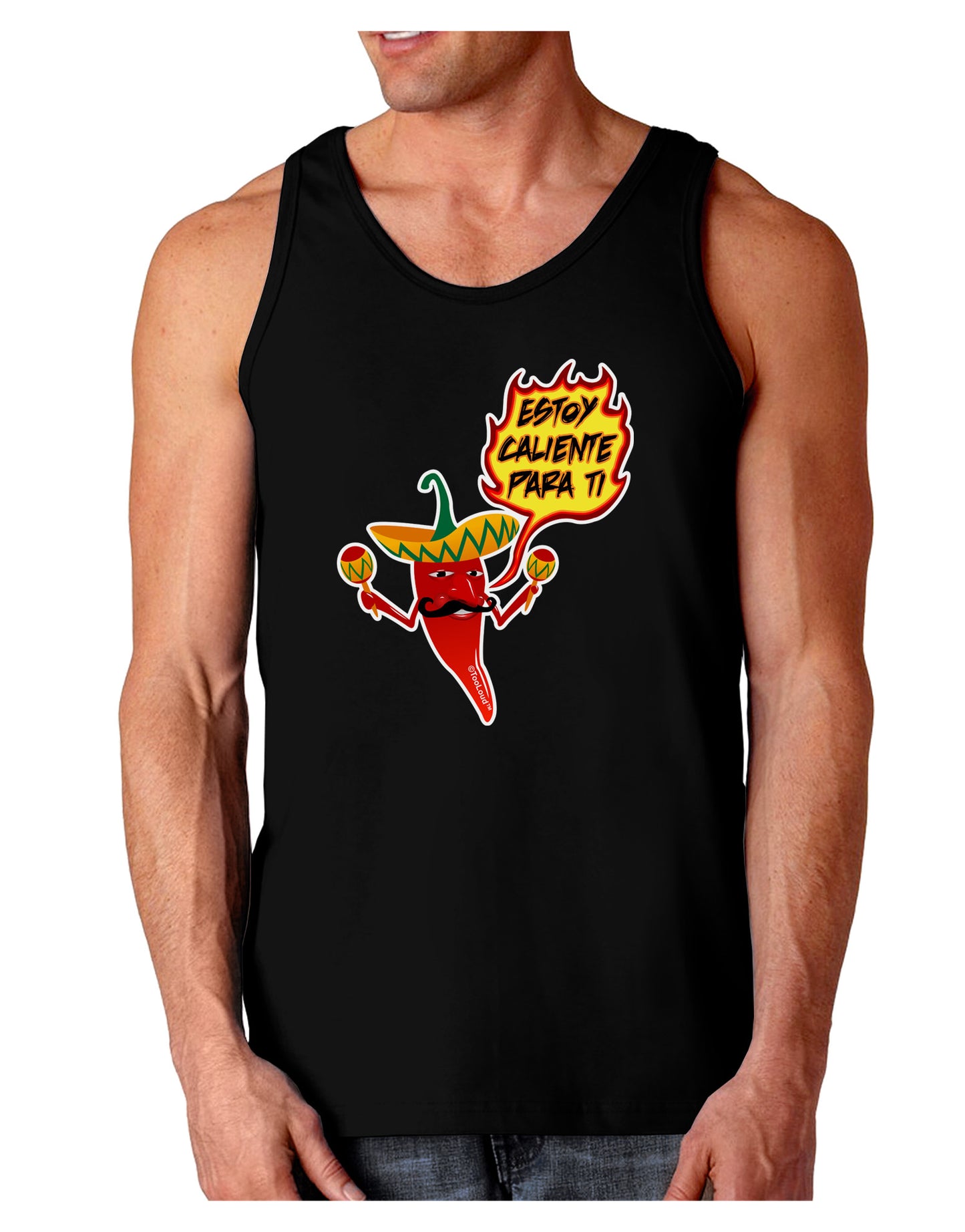Estoy Caliente Para Ti Dark Loose Tank Top-Mens Loose Tank Top-TooLoud-Black-Small-Davson Sales