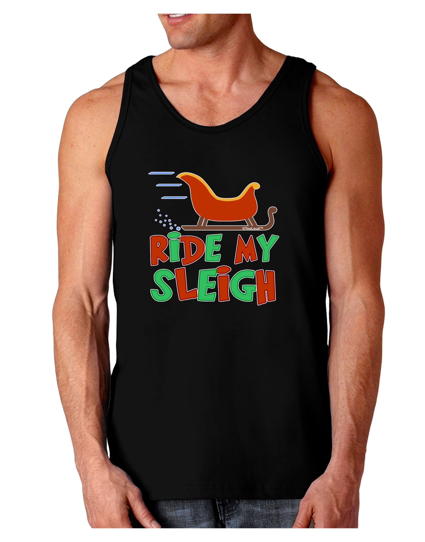 Ride My Sleigh Color Dark Loose Tank Top-Mens Loose Tank Top-TooLoud-Black-Small-Davson Sales