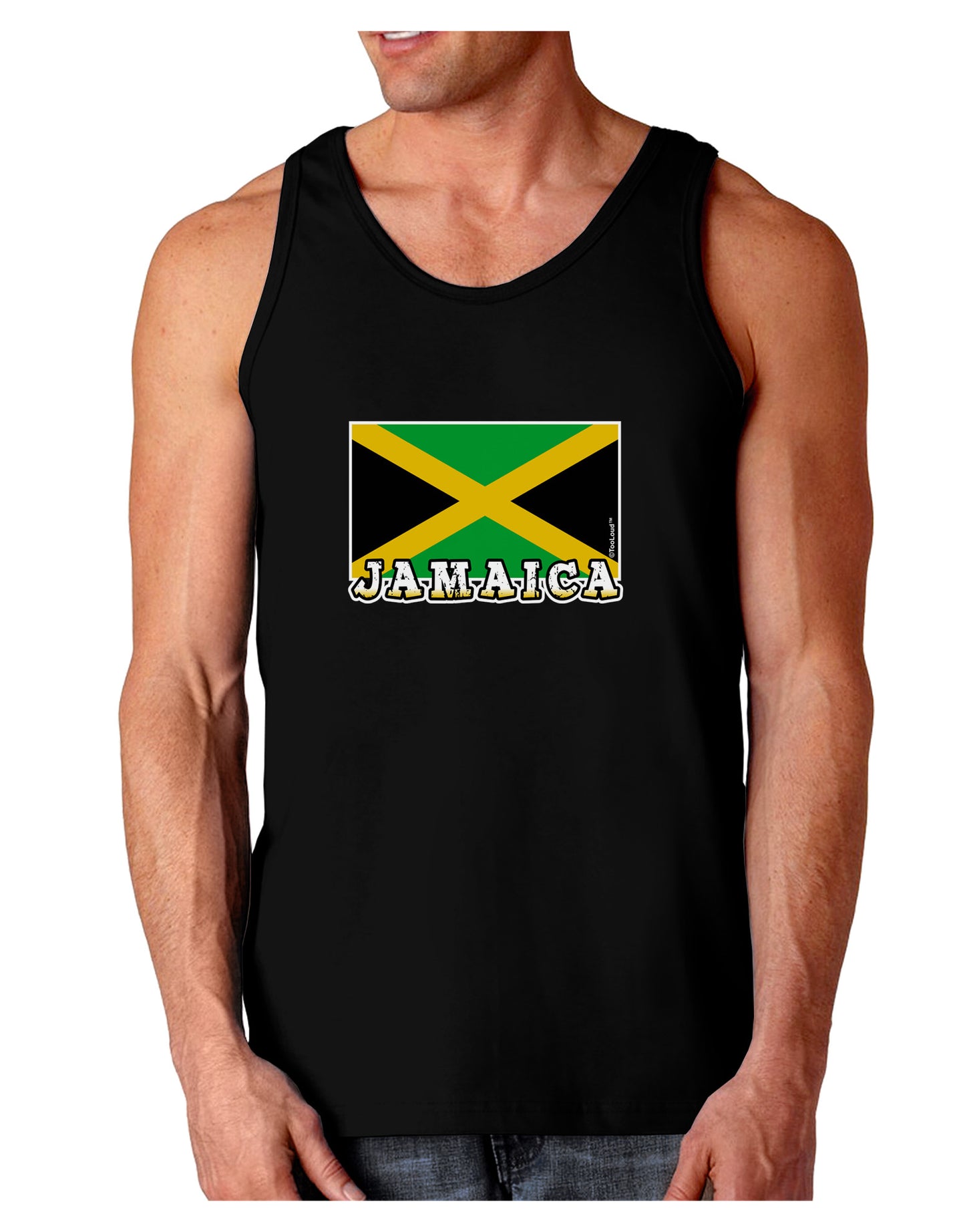 Jamaica Flag Dark Dark Loose Tank Top-Mens Loose Tank Top-TooLoud-Black-Small-Davson Sales