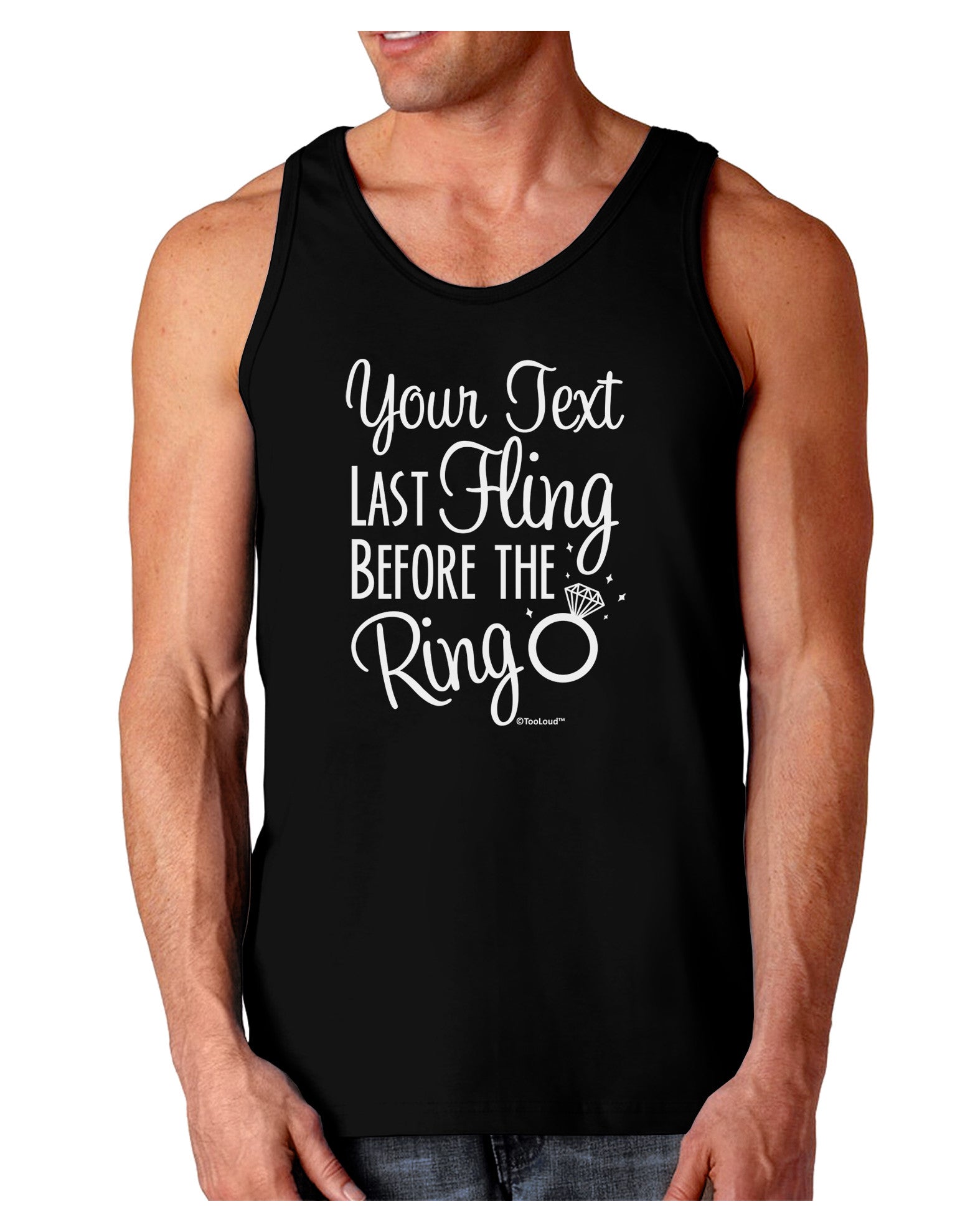 Personalized Bachelorette Party - Last Fling Before the Ring Dark Loose Tank Top-Mens Loose Tank Top-TooLoud-Black-Small-Davson Sales