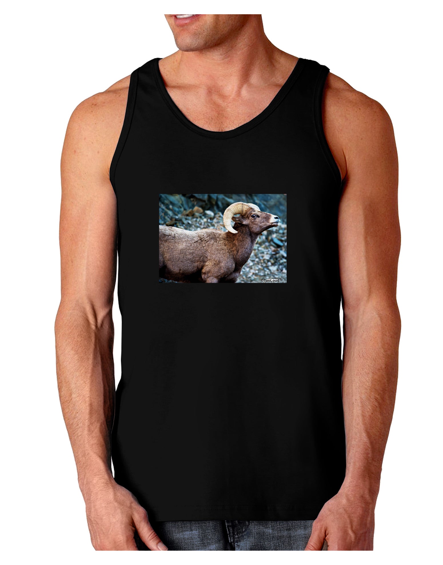 TooLoud Wide Eyed Big Horn Dark Loose Tank Top-Mens Loose Tank Top-TooLoud-Black-Small-Davson Sales
