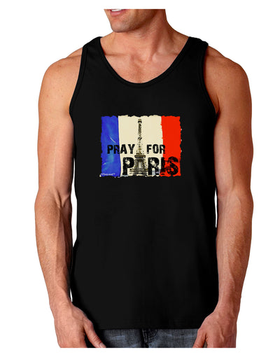 Pray For Paris Watercolor Dark Loose Tank Top-Mens Loose Tank Top-TooLoud-Black-Small-Davson Sales