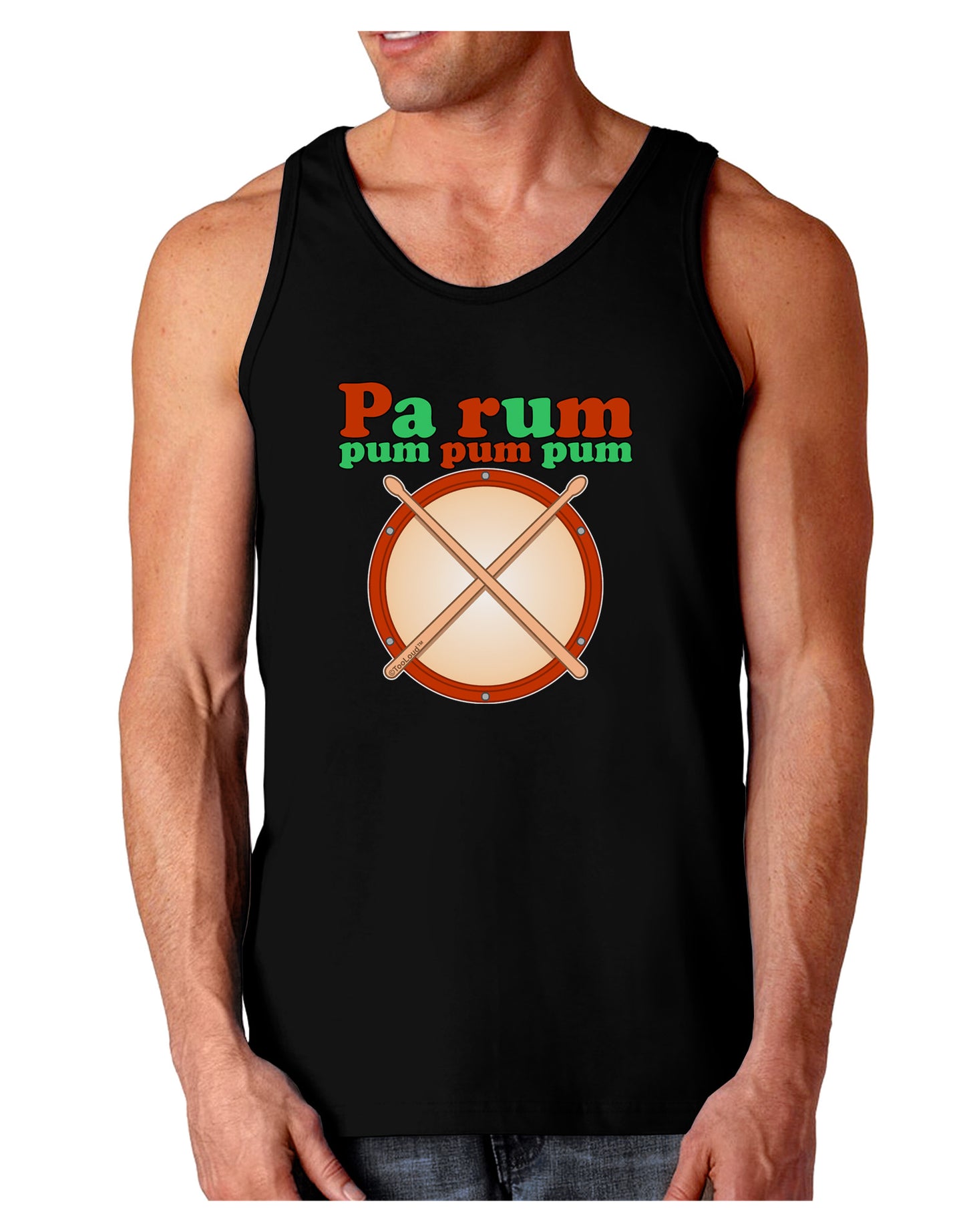 Pa Rum Pum Pum Pum Dark Loose Tank Top-Mens Loose Tank Top-TooLoud-Black-Small-Davson Sales