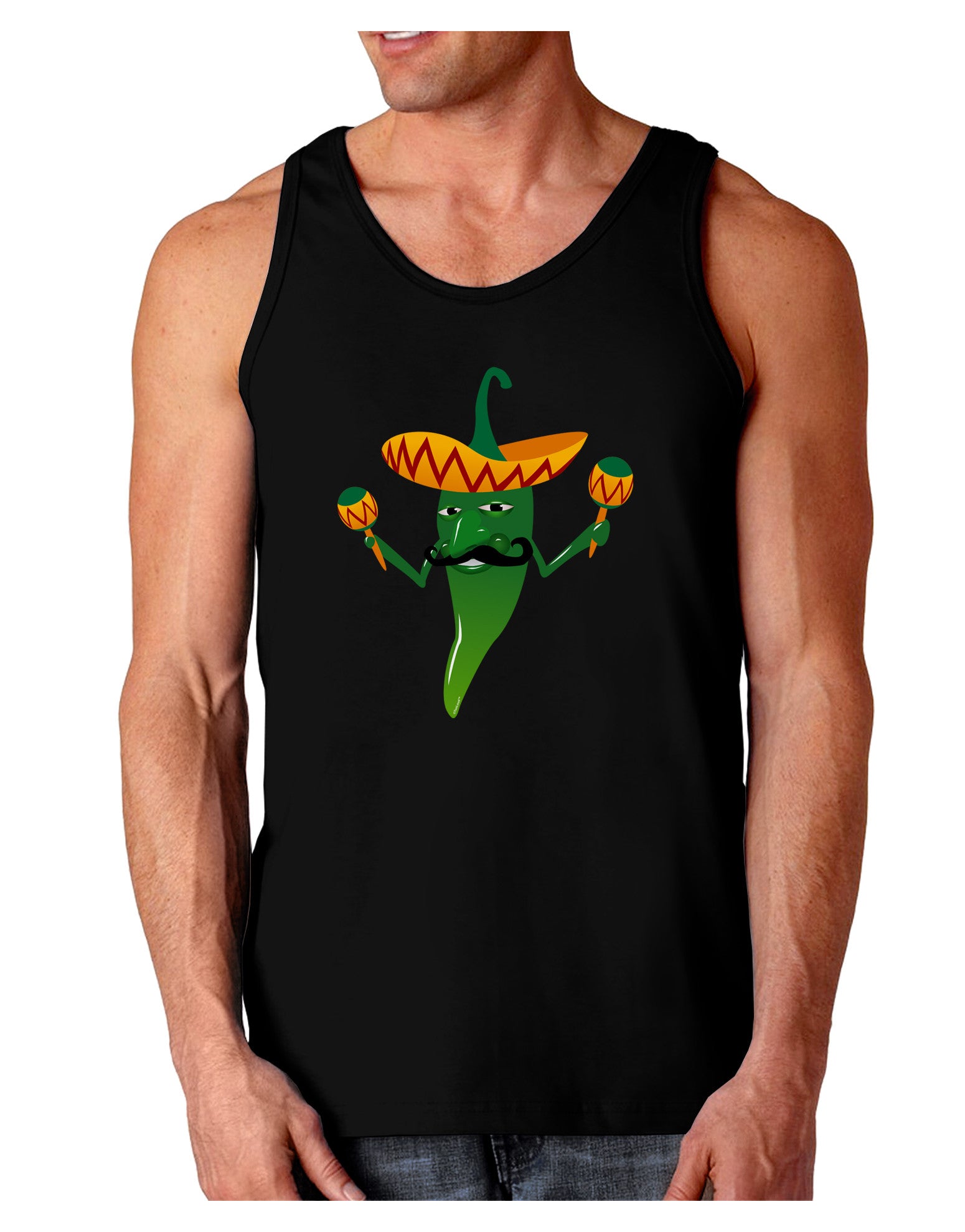 Green Hot Mexican Chili Pepper Dark Loose Tank Top-Mens Loose Tank Top-TooLoud-Black-Small-Davson Sales