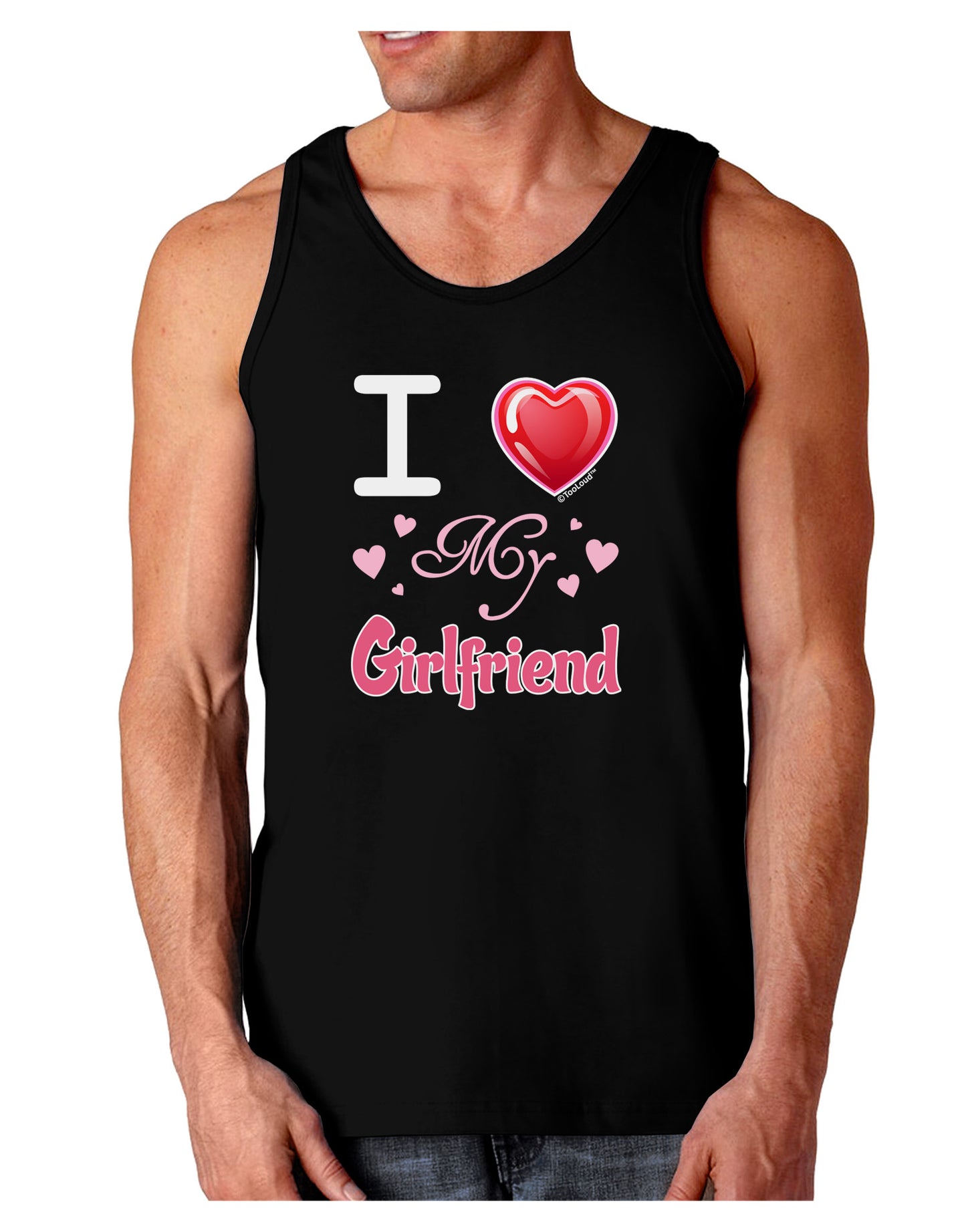 I Love Heart My Girlfriend Dark Loose Tank Top-Mens Loose Tank Top-TooLoud-Black-Small-Davson Sales