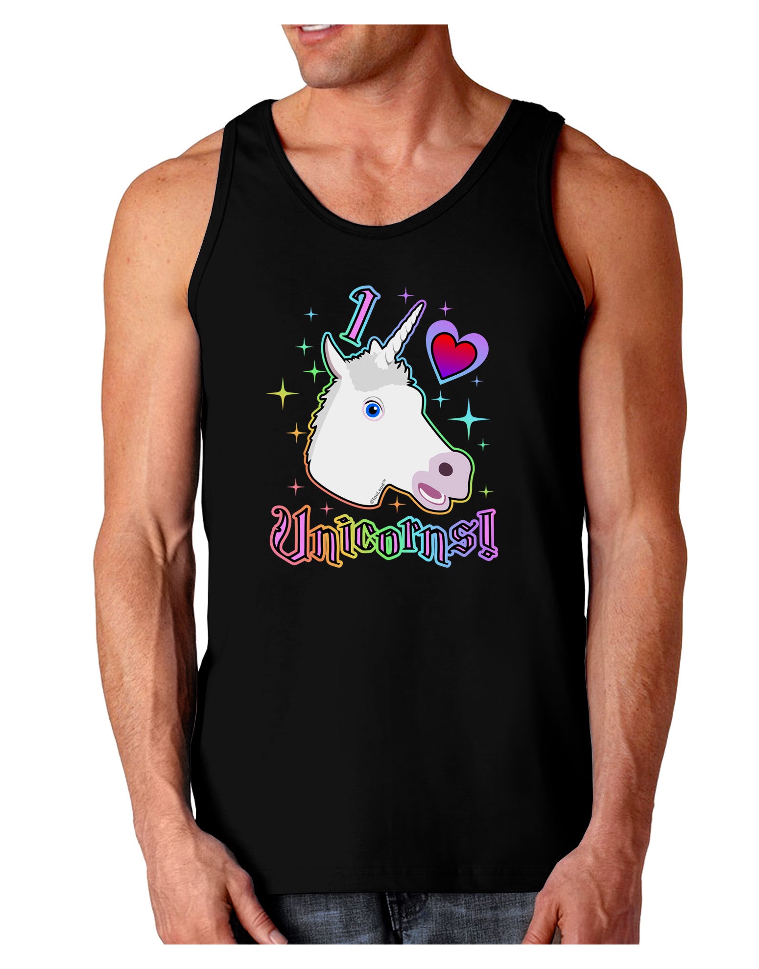 I love Unicorns Dark Loose Tank Top-Mens Loose Tank Top-TooLoud-Black-Small-Davson Sales