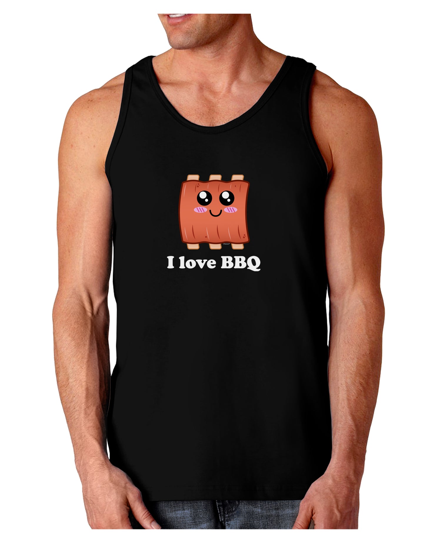 I love BBQ Ribs Dark Loose Tank Top-Mens Loose Tank Top-TooLoud-Black-Small-Davson Sales