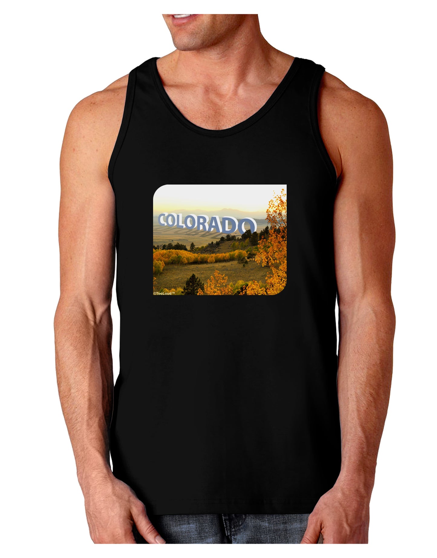 Colorado Postcard Gentle Sunrise Dark Loose Tank Top by-Mens Loose Tank Top-TooLoud-Black-Small-Davson Sales