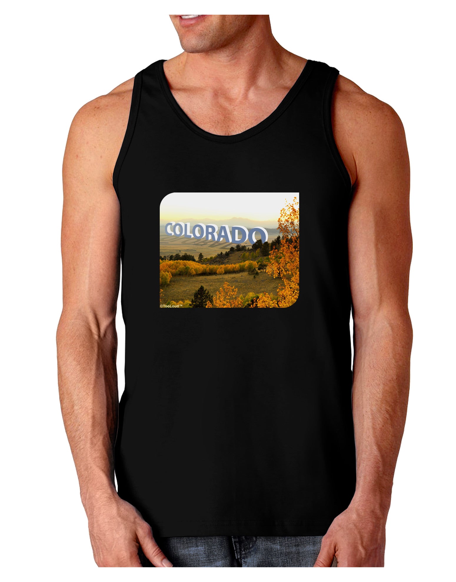 Colorado Postcard Gentle Sunrise Dark Loose Tank Top by-Mens Loose Tank Top-TooLoud-Black-Small-Davson Sales