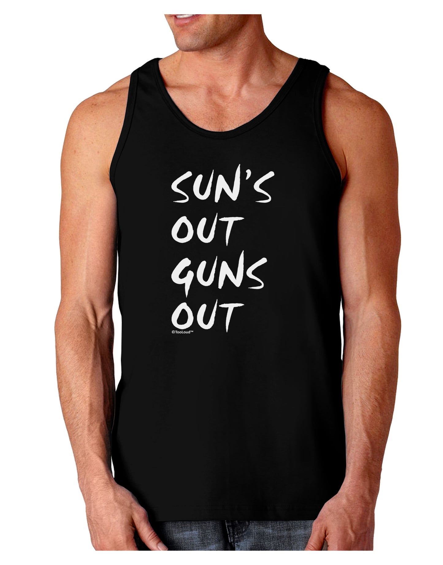Suns Out Guns Out Dark Loose Tank Top-Mens Loose Tank Top-TooLoud-Black-Small-Davson Sales