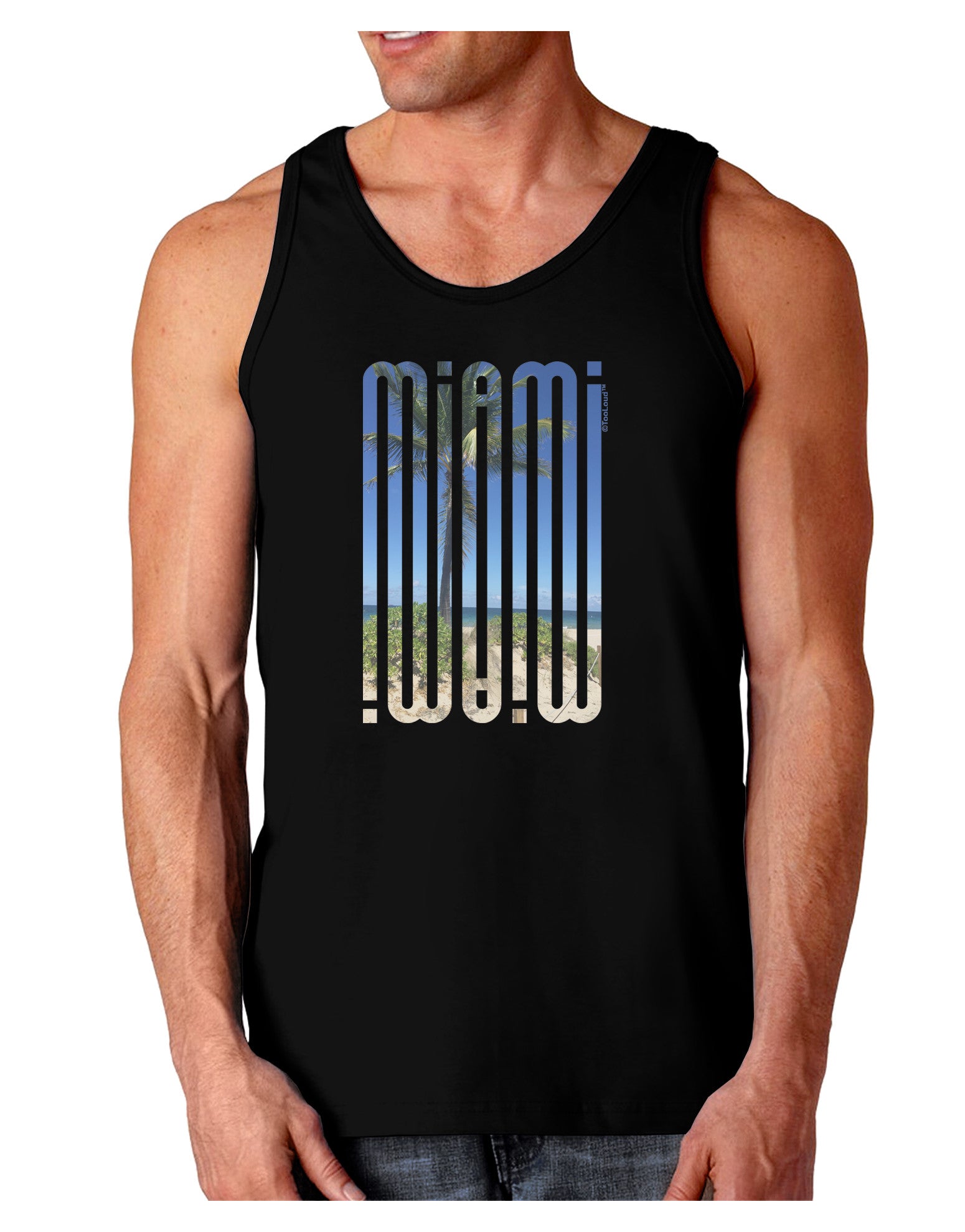 Miami Beach View Mirage Dark Loose Tank Top-Mens Loose Tank Top-TooLoud-Black-Small-Davson Sales