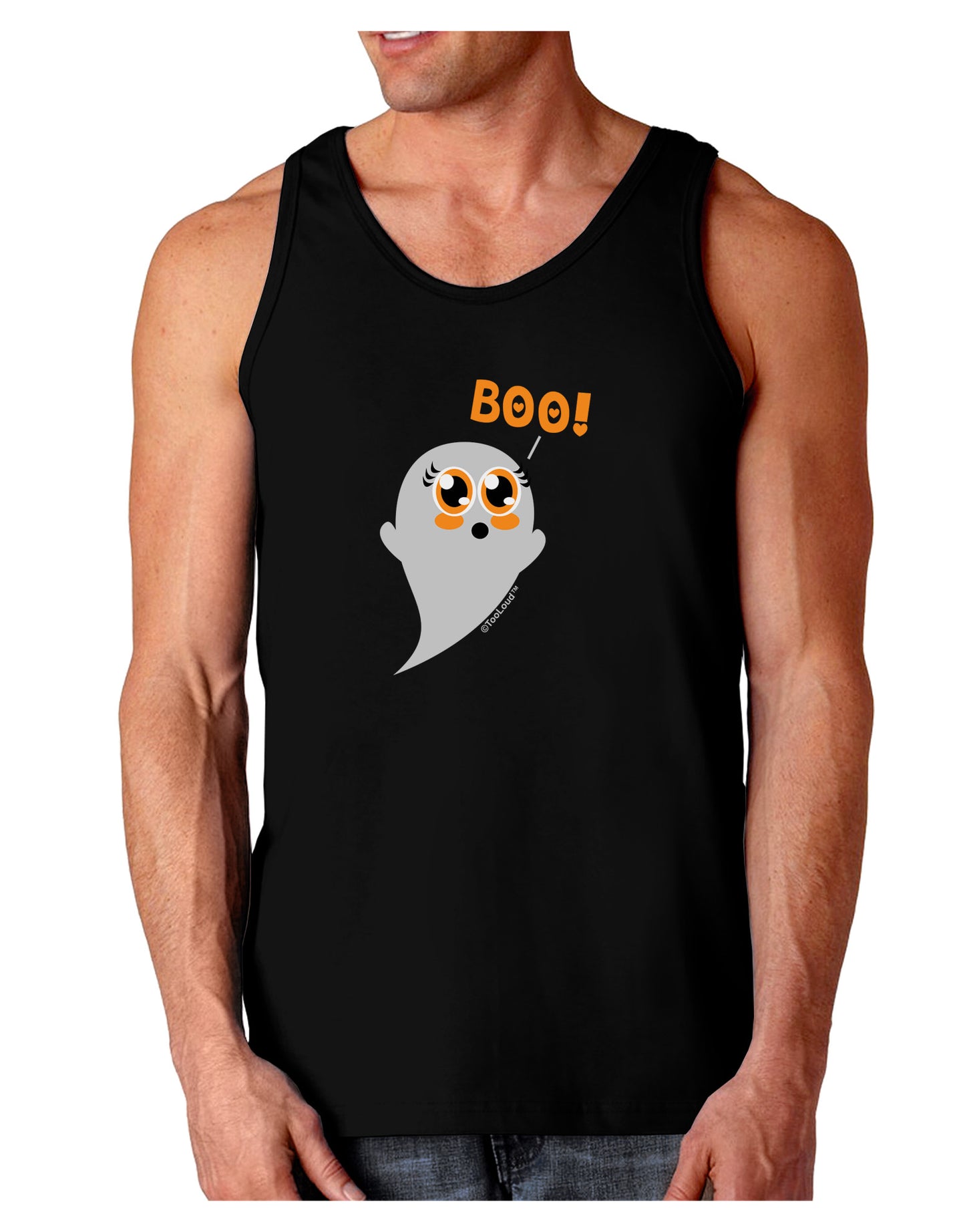 Cute Boo Ghost Dark Loose Tank Top-Mens Loose Tank Top-TooLoud-Black-Small-Davson Sales