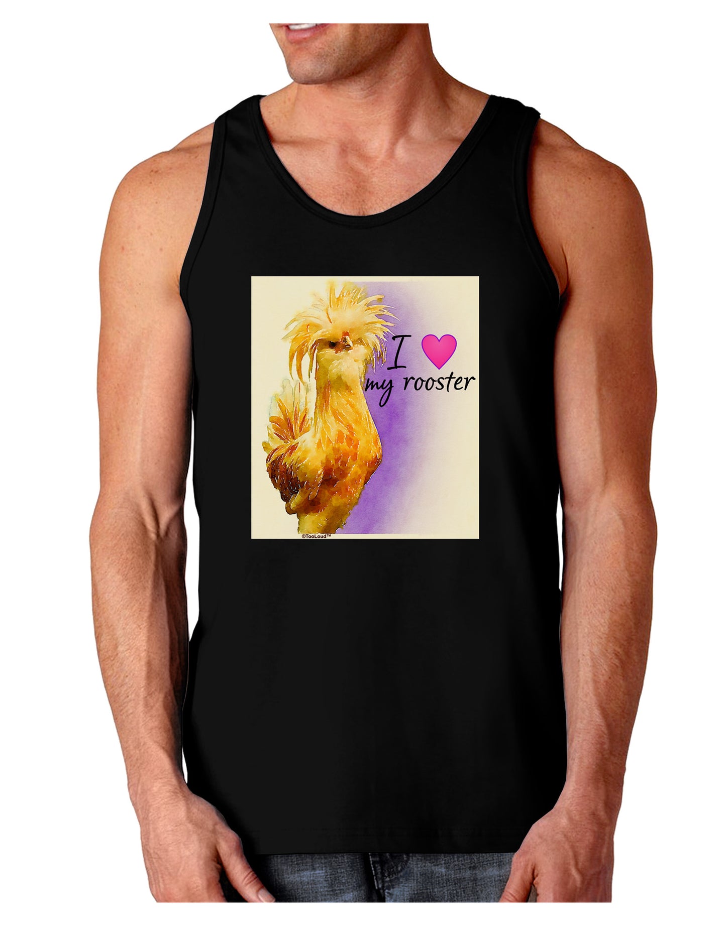 I Heart My Rooster Dark Loose Tank Top-Mens Loose Tank Top-TooLoud-Black-Small-Davson Sales