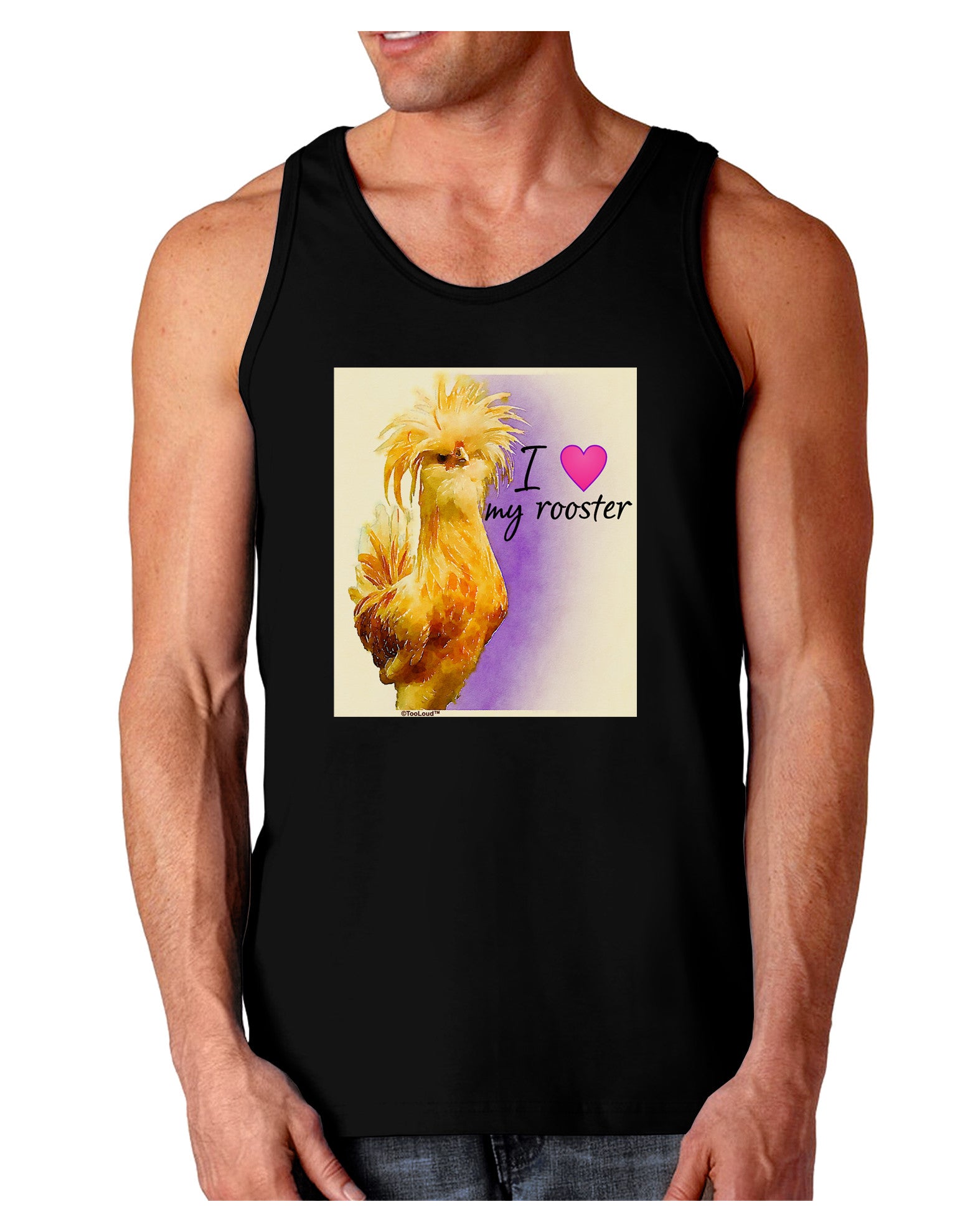I Heart My Rooster Dark Loose Tank Top-Mens Loose Tank Top-TooLoud-Black-Small-Davson Sales