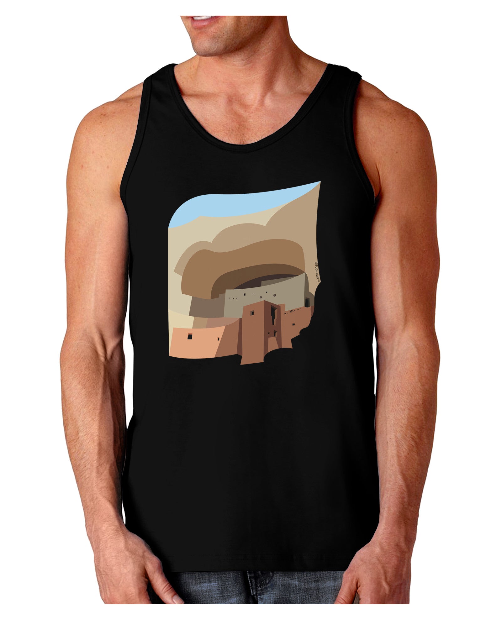 Montezuma Castle Artwork Dark Loose Tank Top-Mens Loose Tank Top-TooLoud-Black-Small-Davson Sales