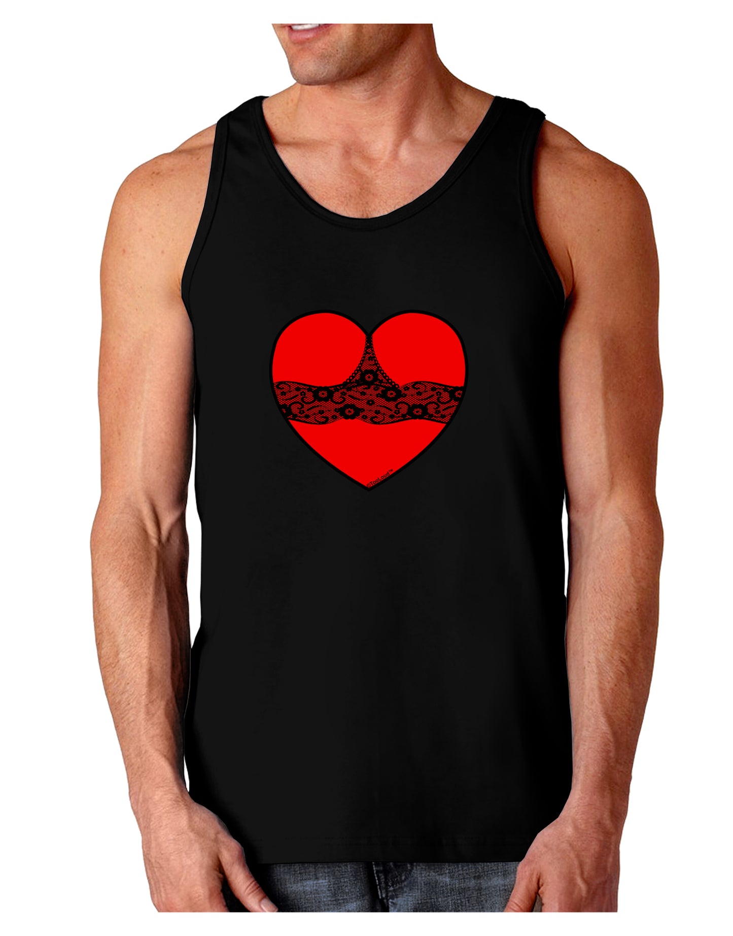 Black Lace Panty Heart Dark Loose Tank Top-Mens Loose Tank Top-TooLoud-Black-Small-Davson Sales