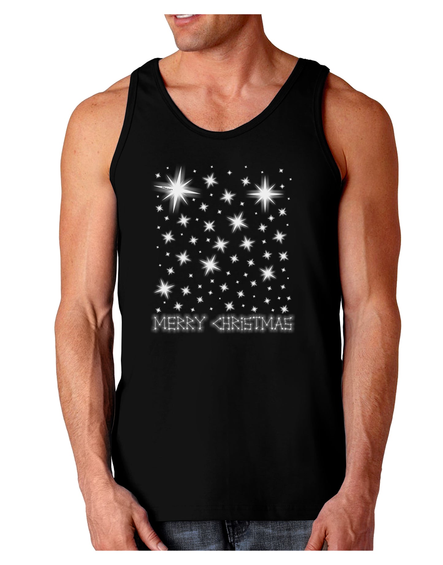 Merry Christmas Shining Night Stars Dark Loose Tank Top-Mens Loose Tank Top-TooLoud-Black-Small-Davson Sales