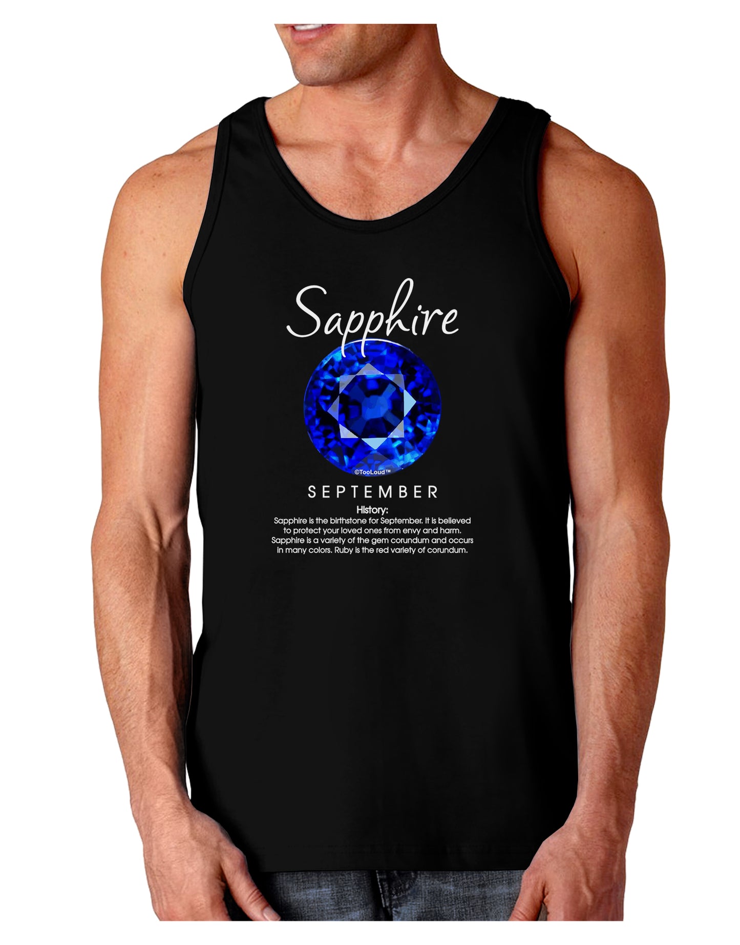 Birthstone Sapphire Dark Loose Tank Top-Mens Loose Tank Top-TooLoud-Black-Small-Davson Sales