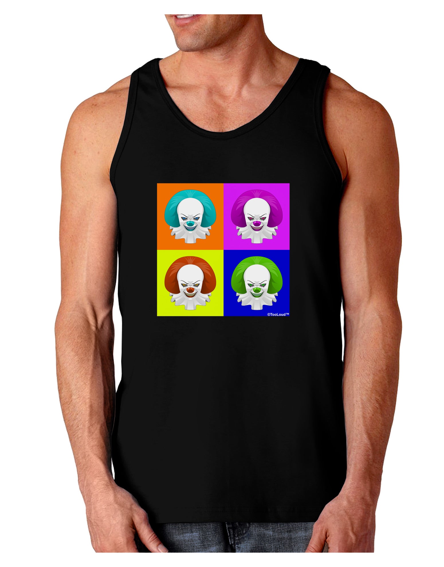 Clown Face Pop Art Dark Loose Tank Top-Mens Loose Tank Top-TooLoud-Black-Small-Davson Sales