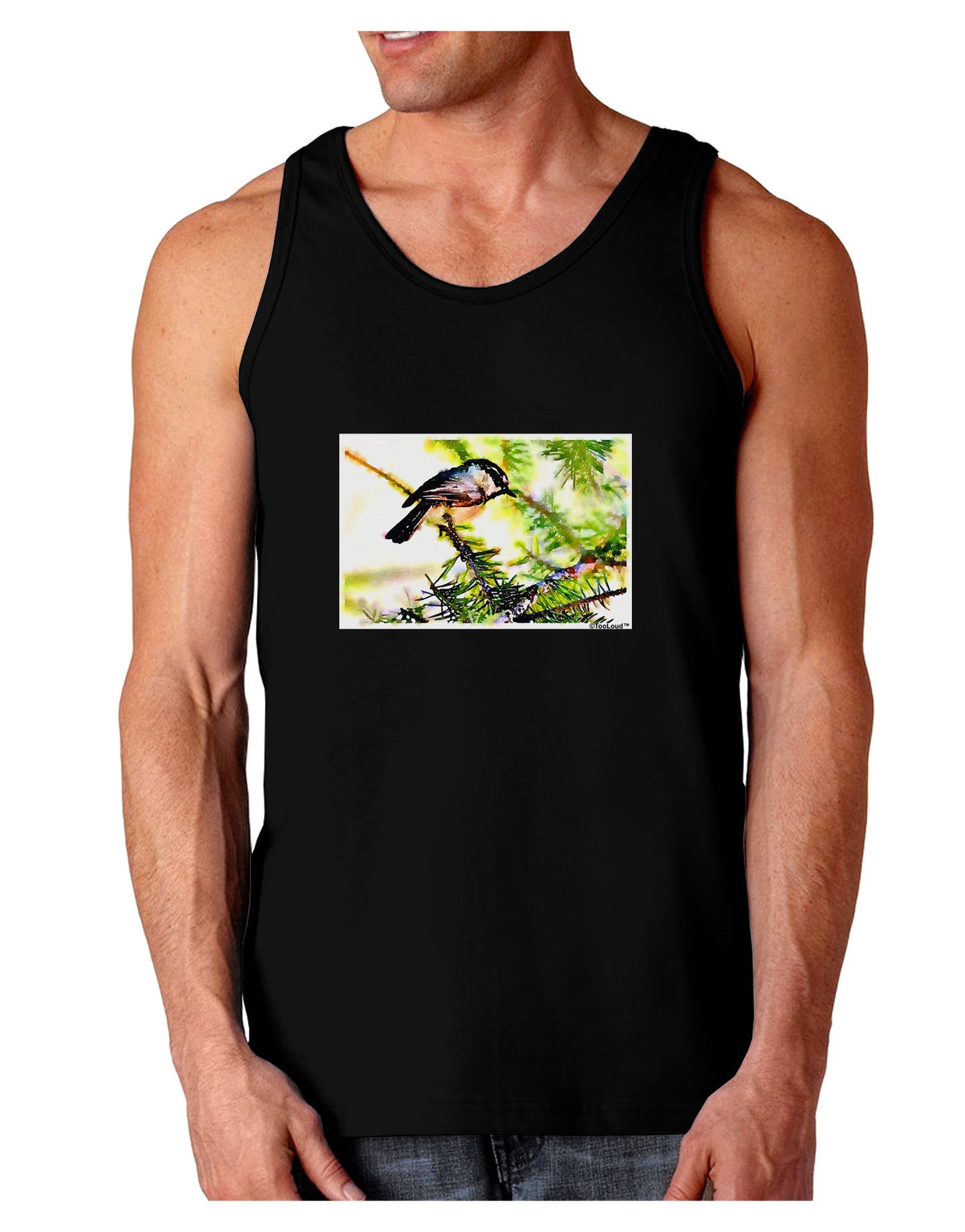 CO Chickadee Watercolor Dark Loose Tank Top-Mens Loose Tank Top-TooLoud-Black-Small-Davson Sales