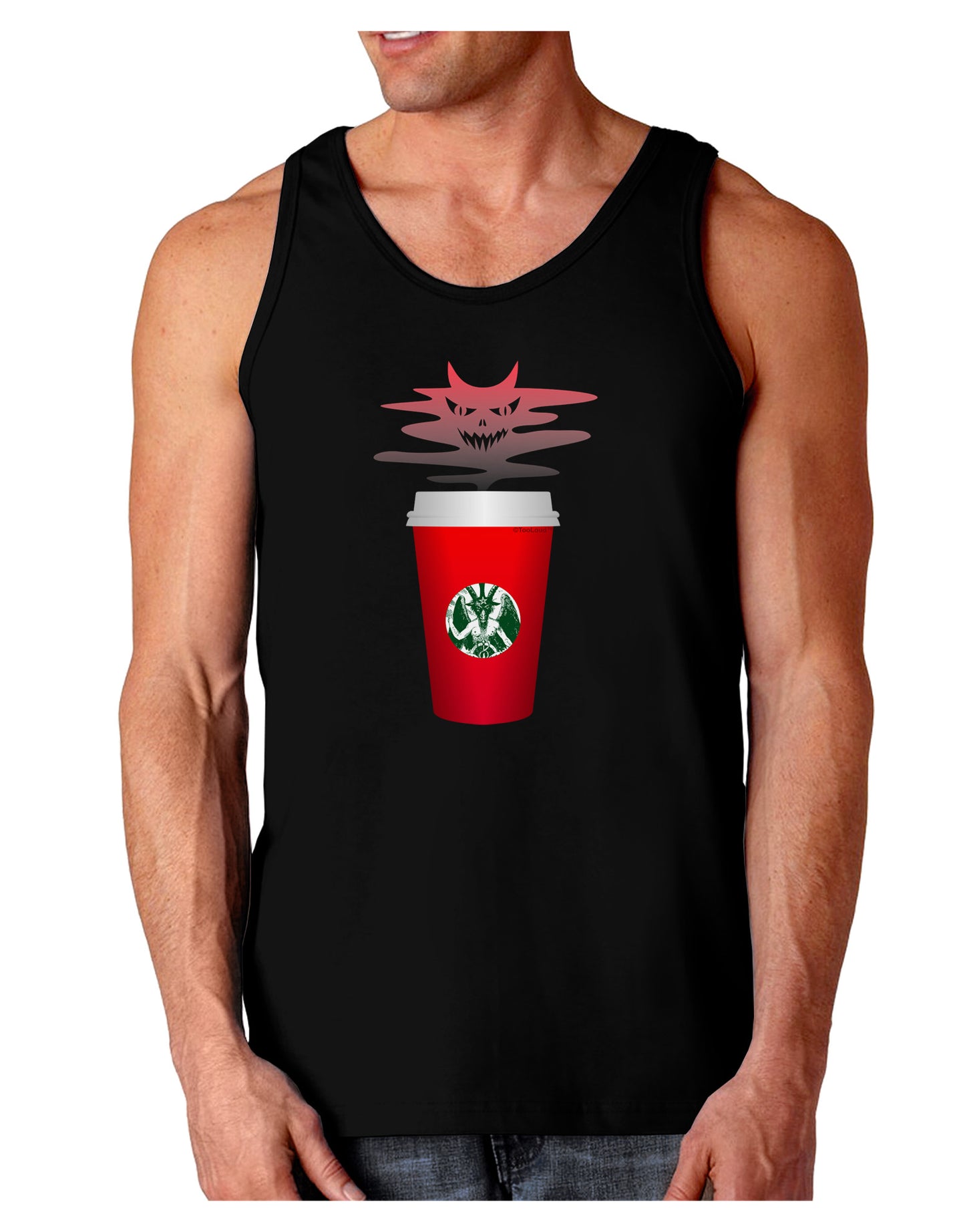 Red Cup Satan Coffee Dark Loose Tank Top by-Mens Loose Tank Top-TooLoud-Black-Small-Davson Sales