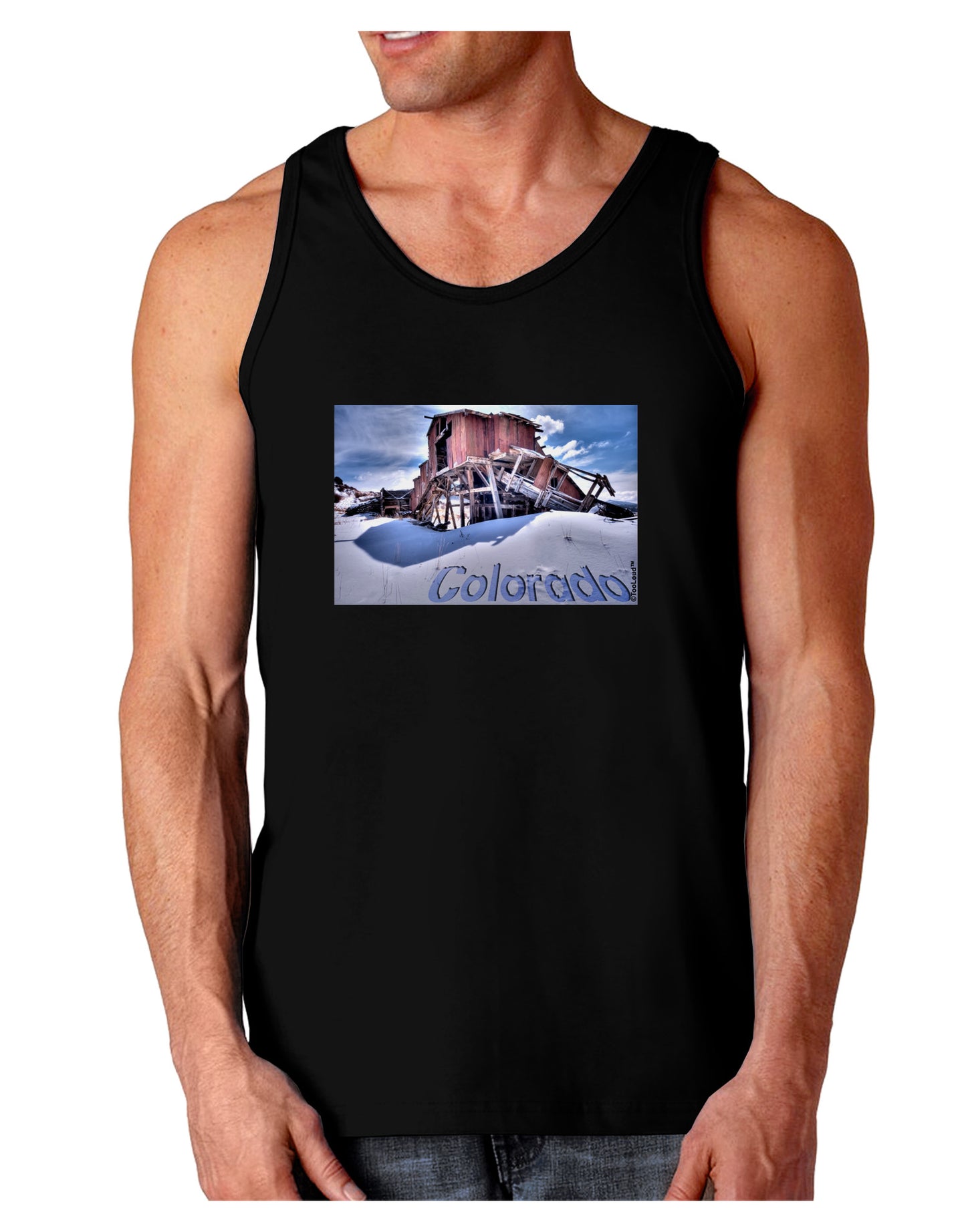 TooLoud Victor Mines Colorado Text Dark Loose Tank Top-Mens Loose Tank Top-TooLoud-Black-Small-Davson Sales