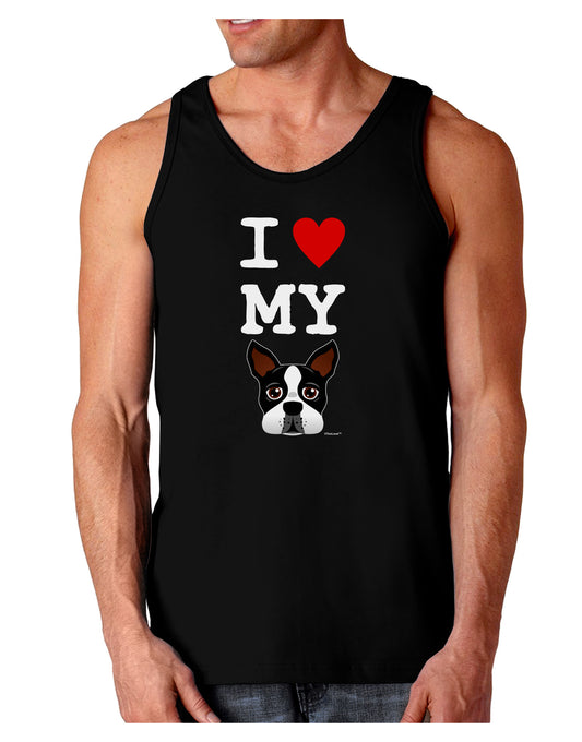 I Heart My Boston Terrier Dark Loose Tank Top-Mens Loose Tank Top-TooLoud-Black-Small-Davson Sales